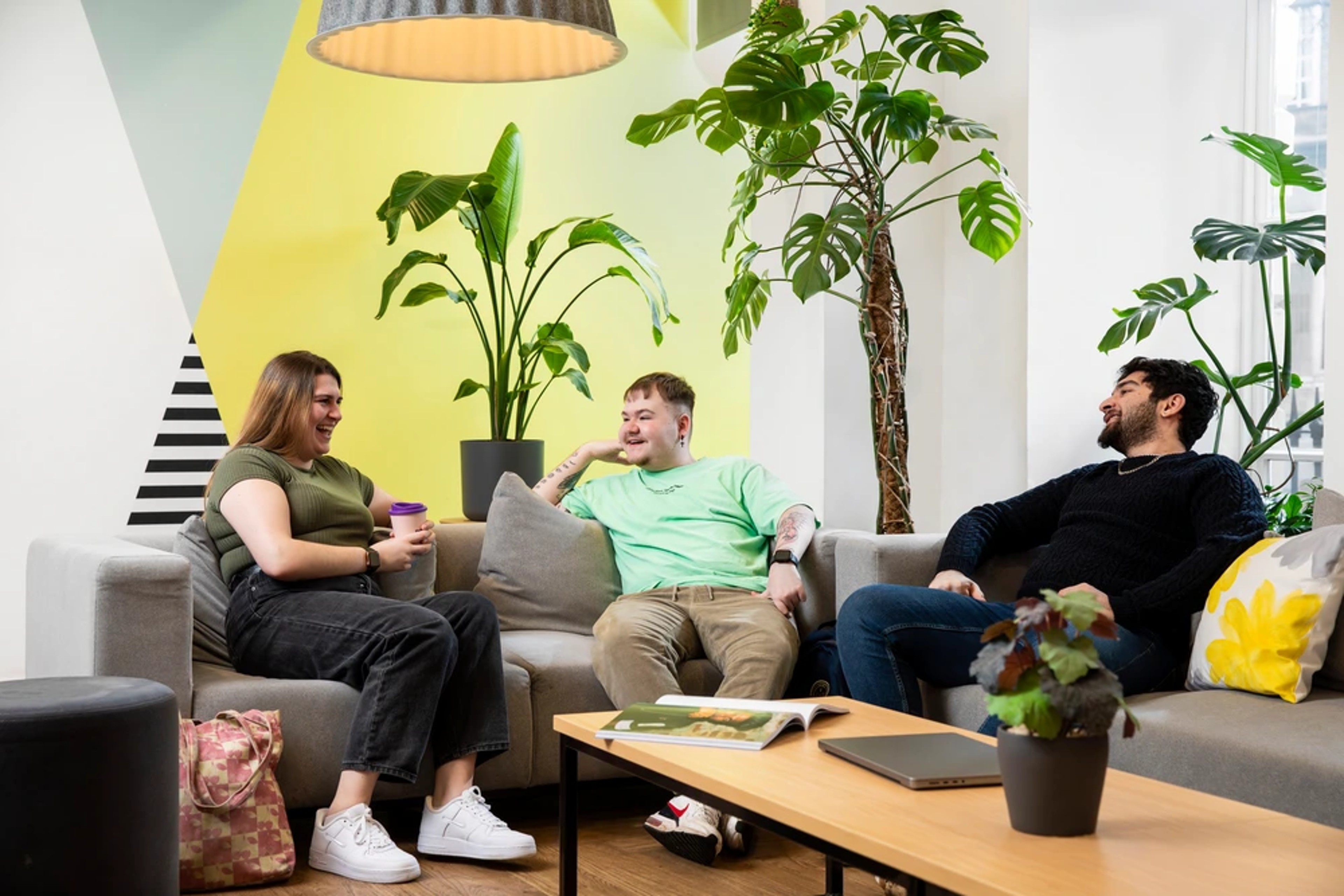 Students in the reception area