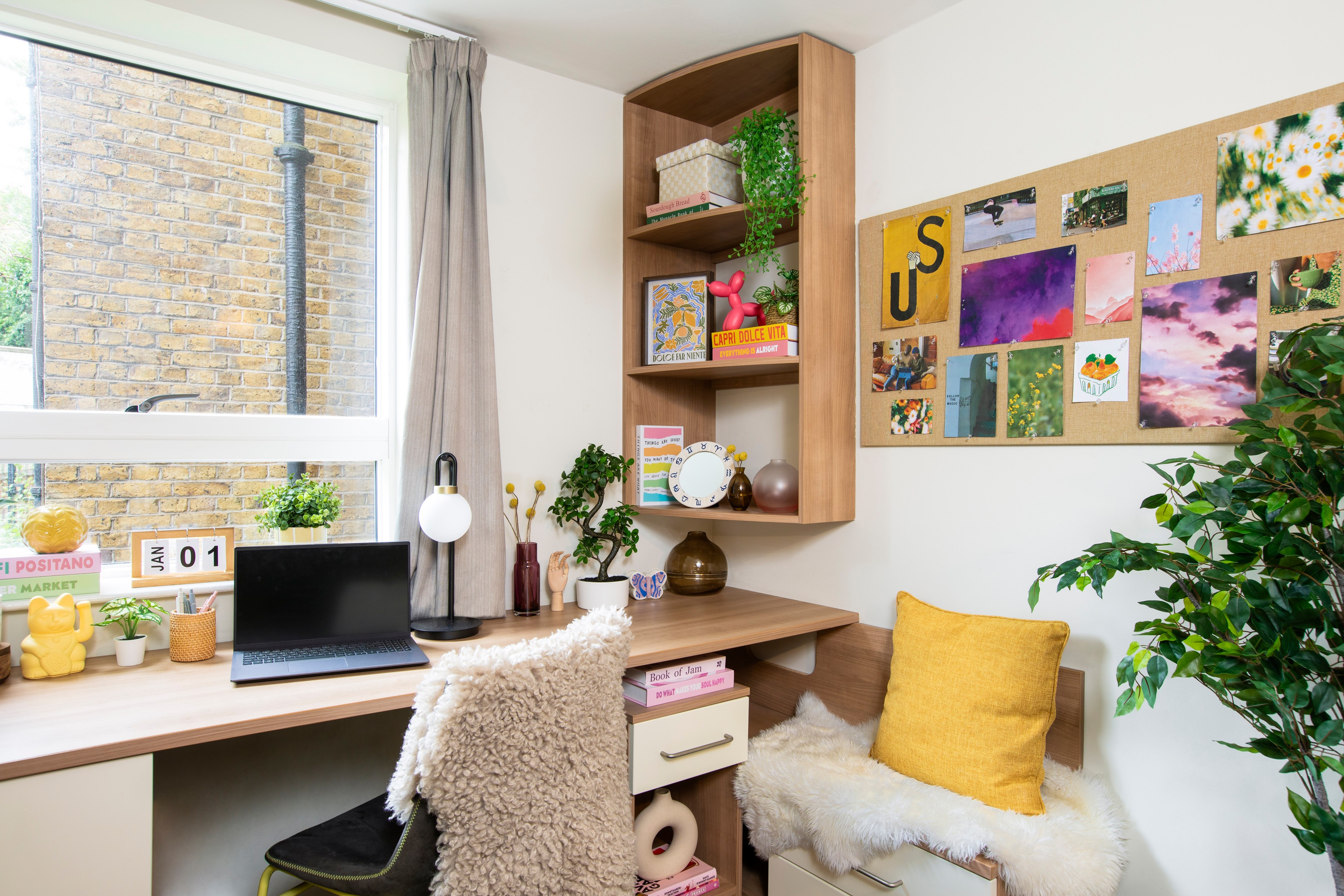 Study area in an accessible studio room