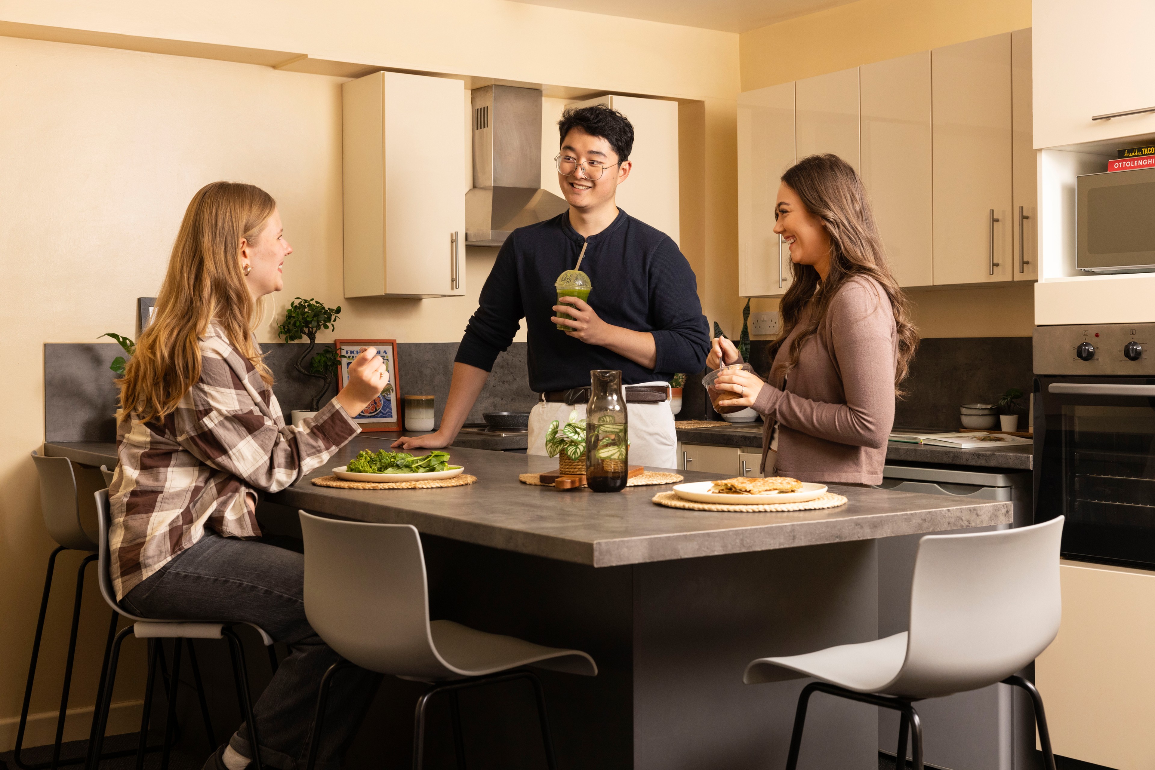 Students in shared kitchen
