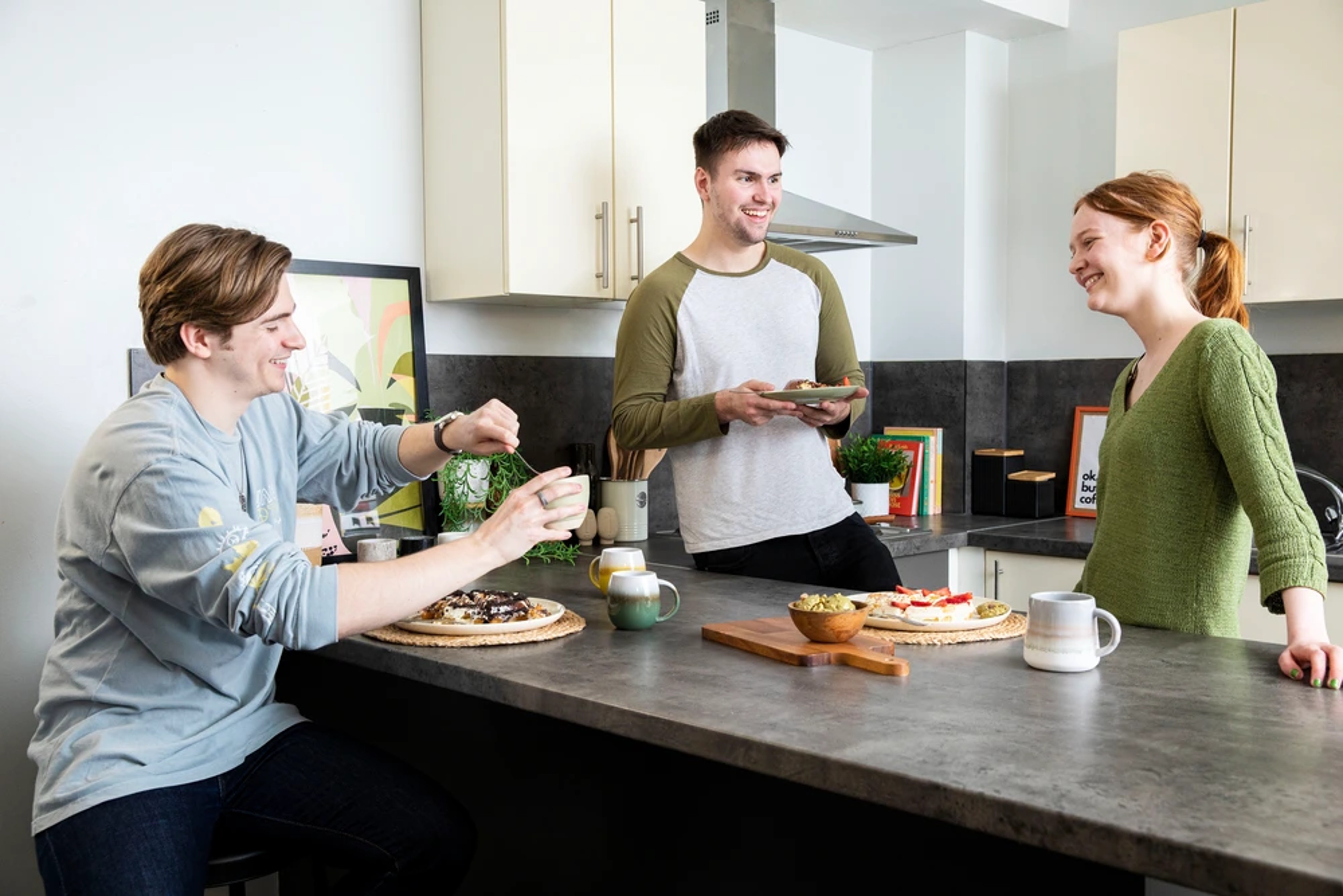 Students in a shared kitchen