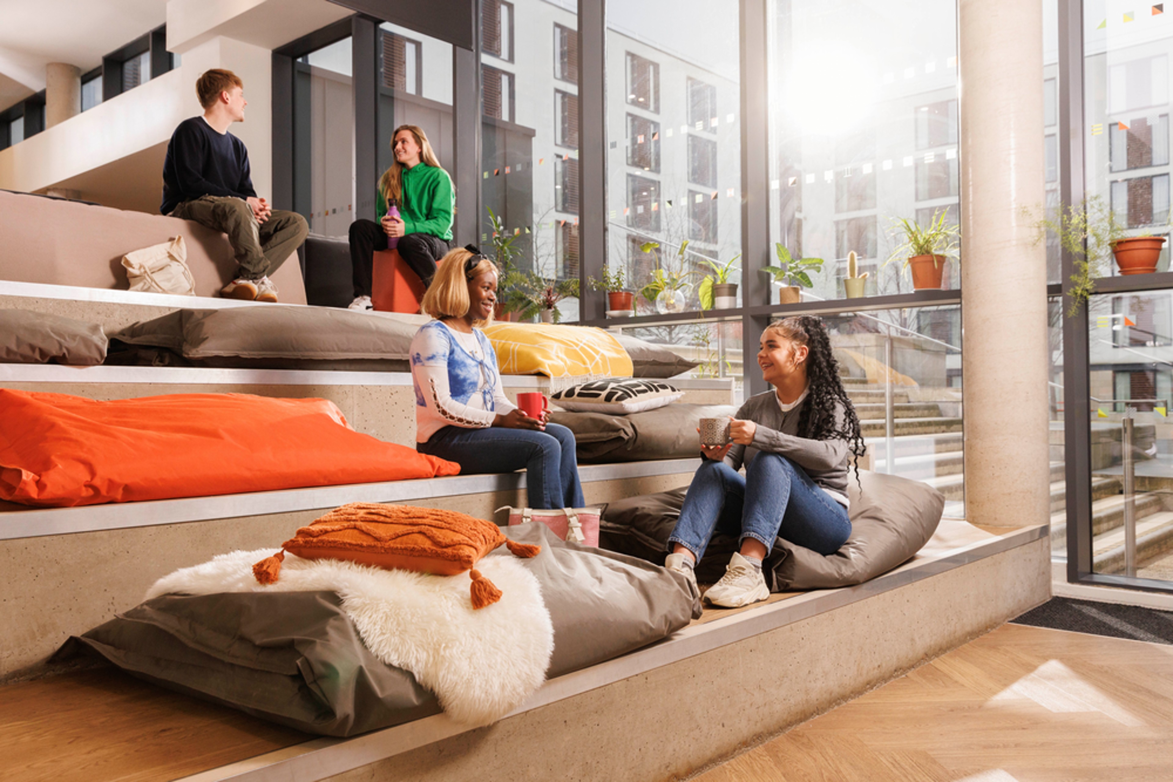 Students in the TV area