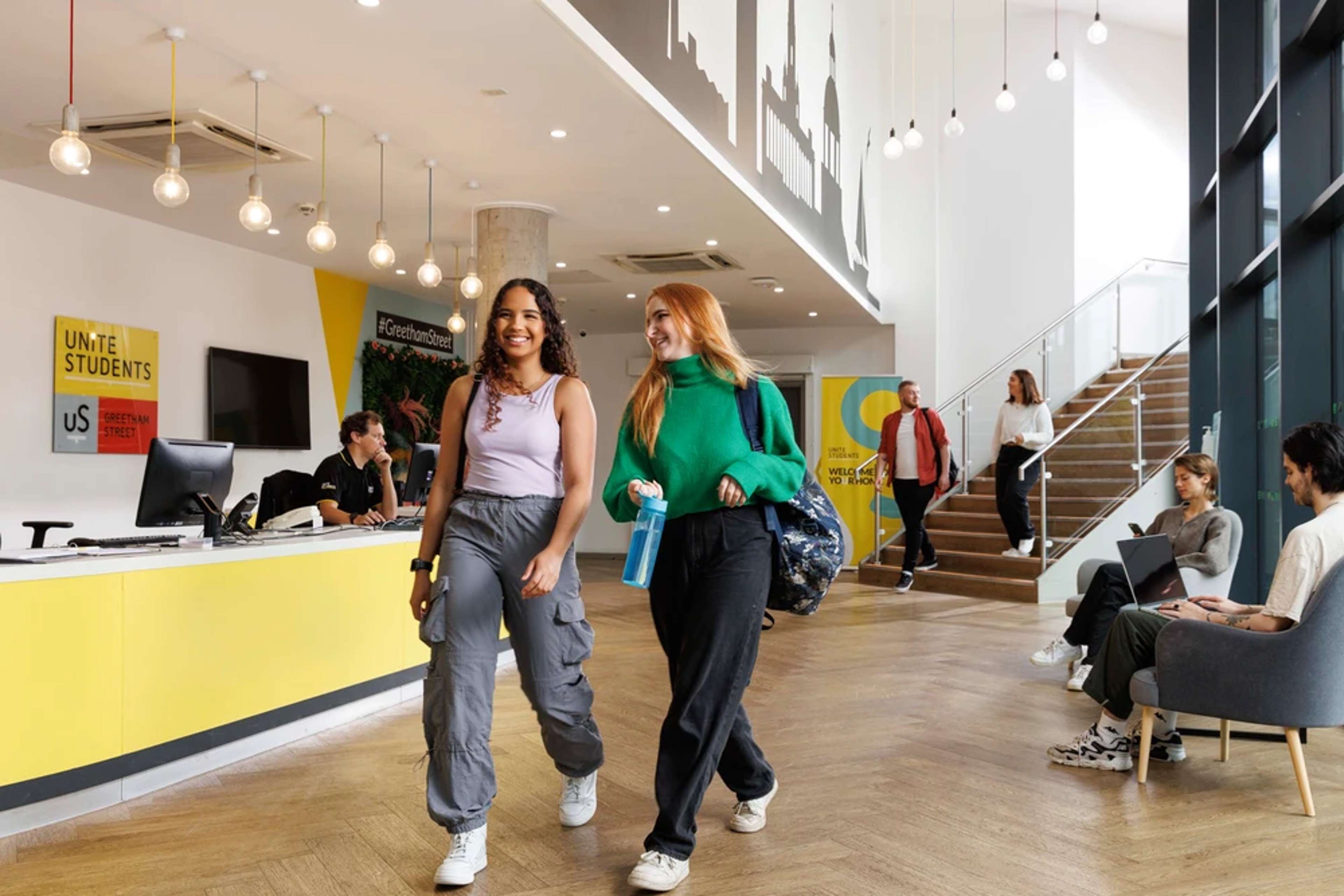 Students in the reception area