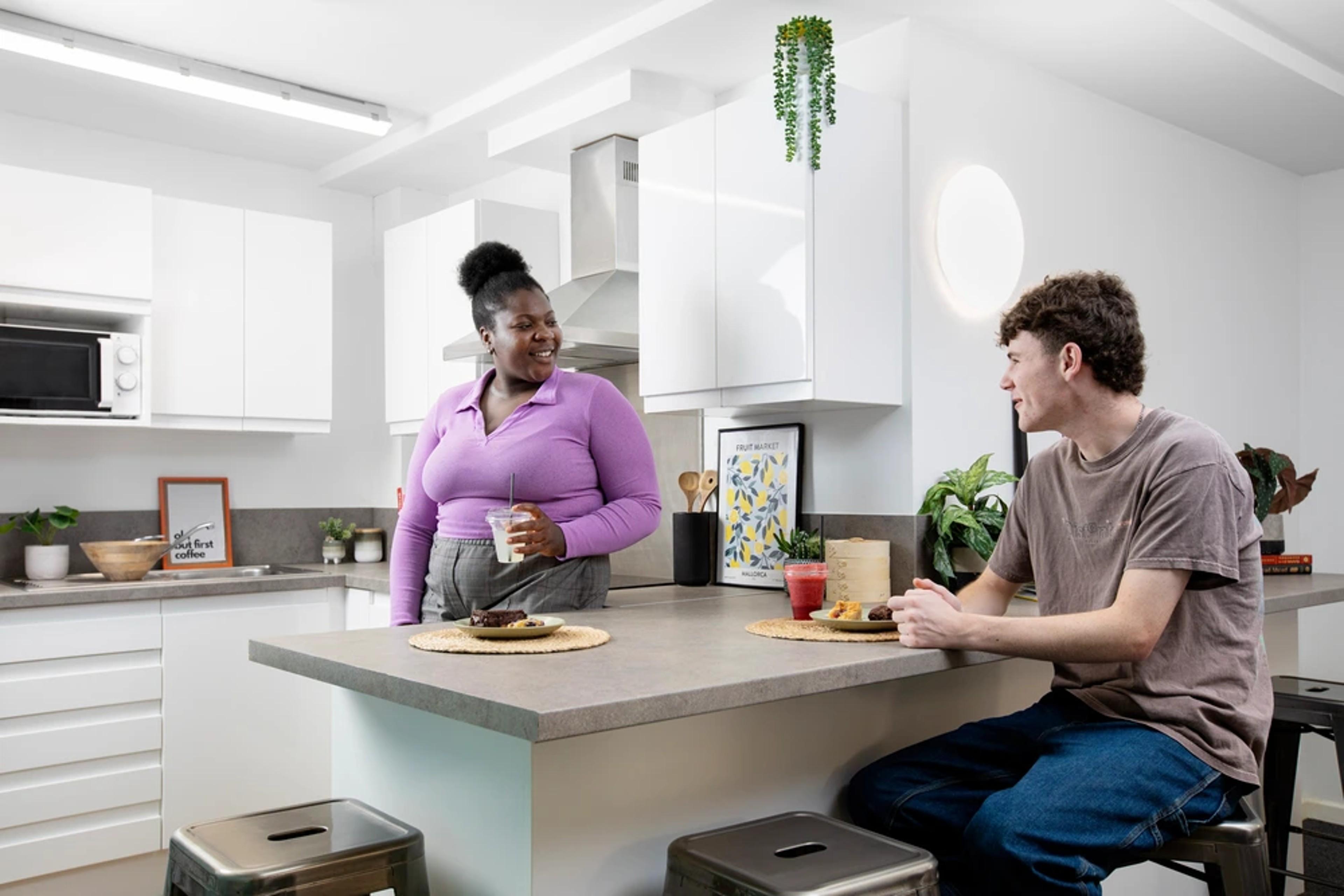 Students in shared kitchen