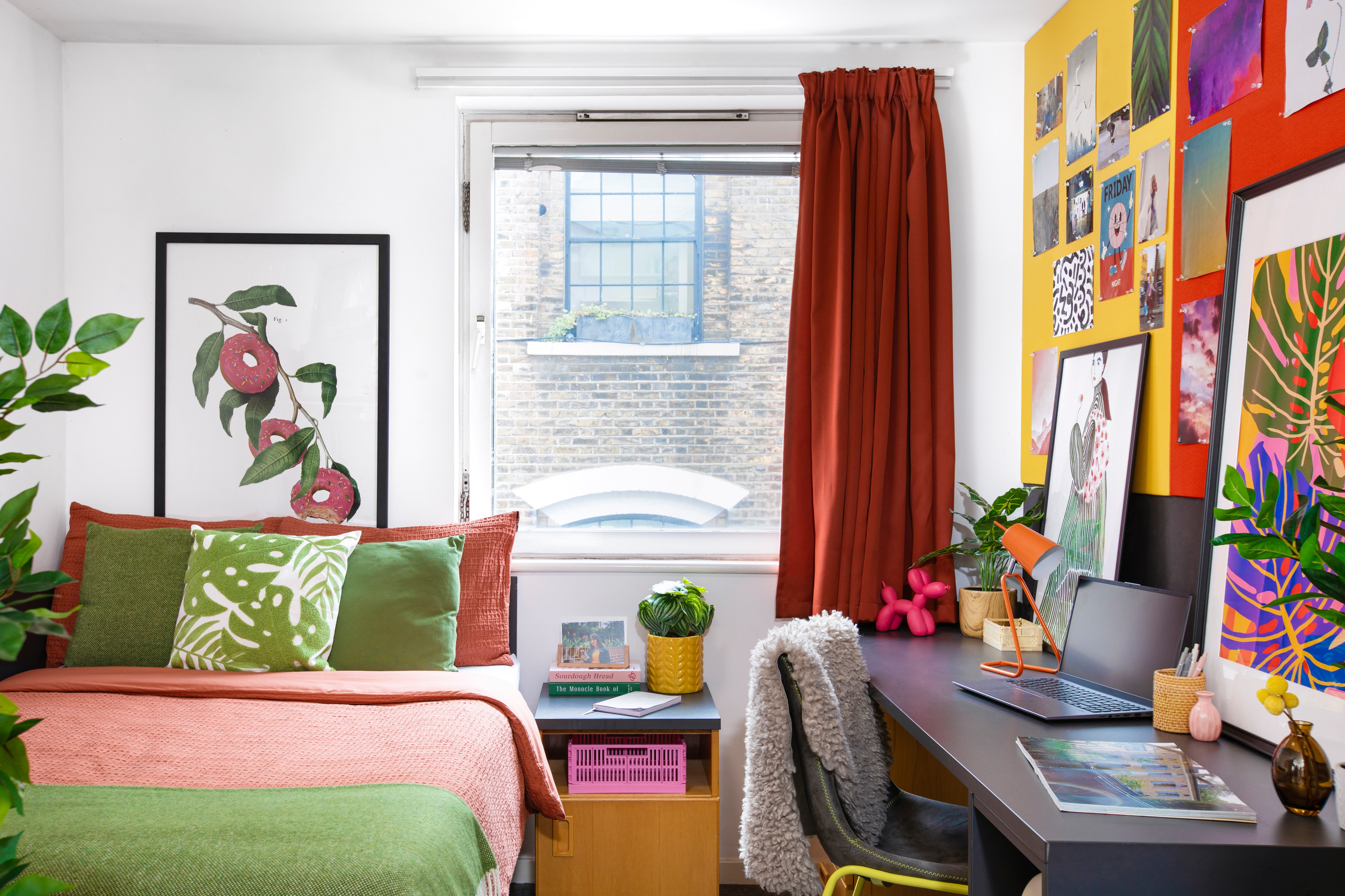 Bed and study space in a Studio