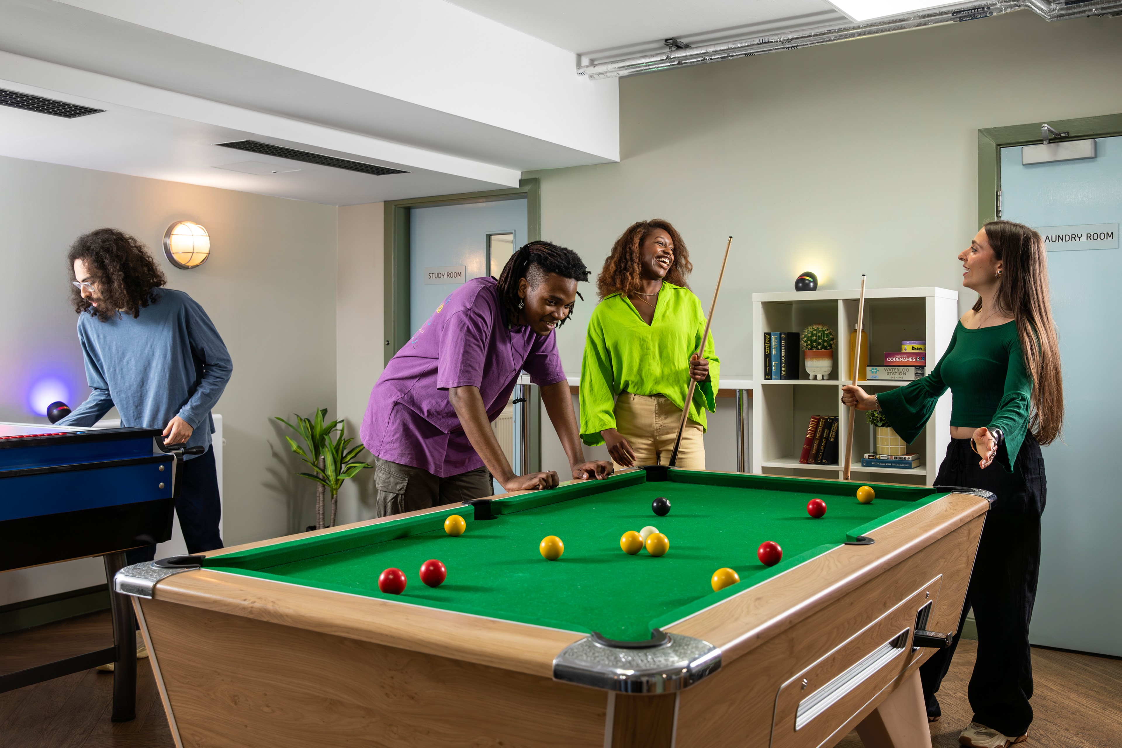 Students in the games area