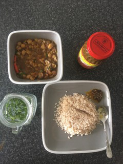 Chickpeas, rice and homemade lemonade