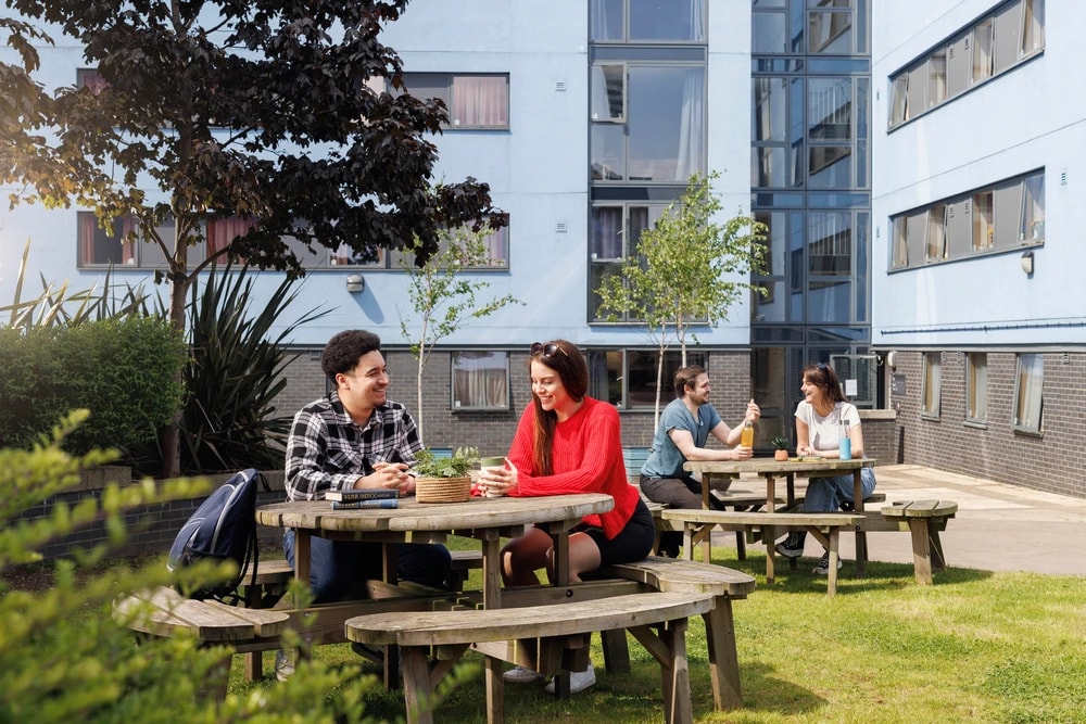 Students in the courtyard