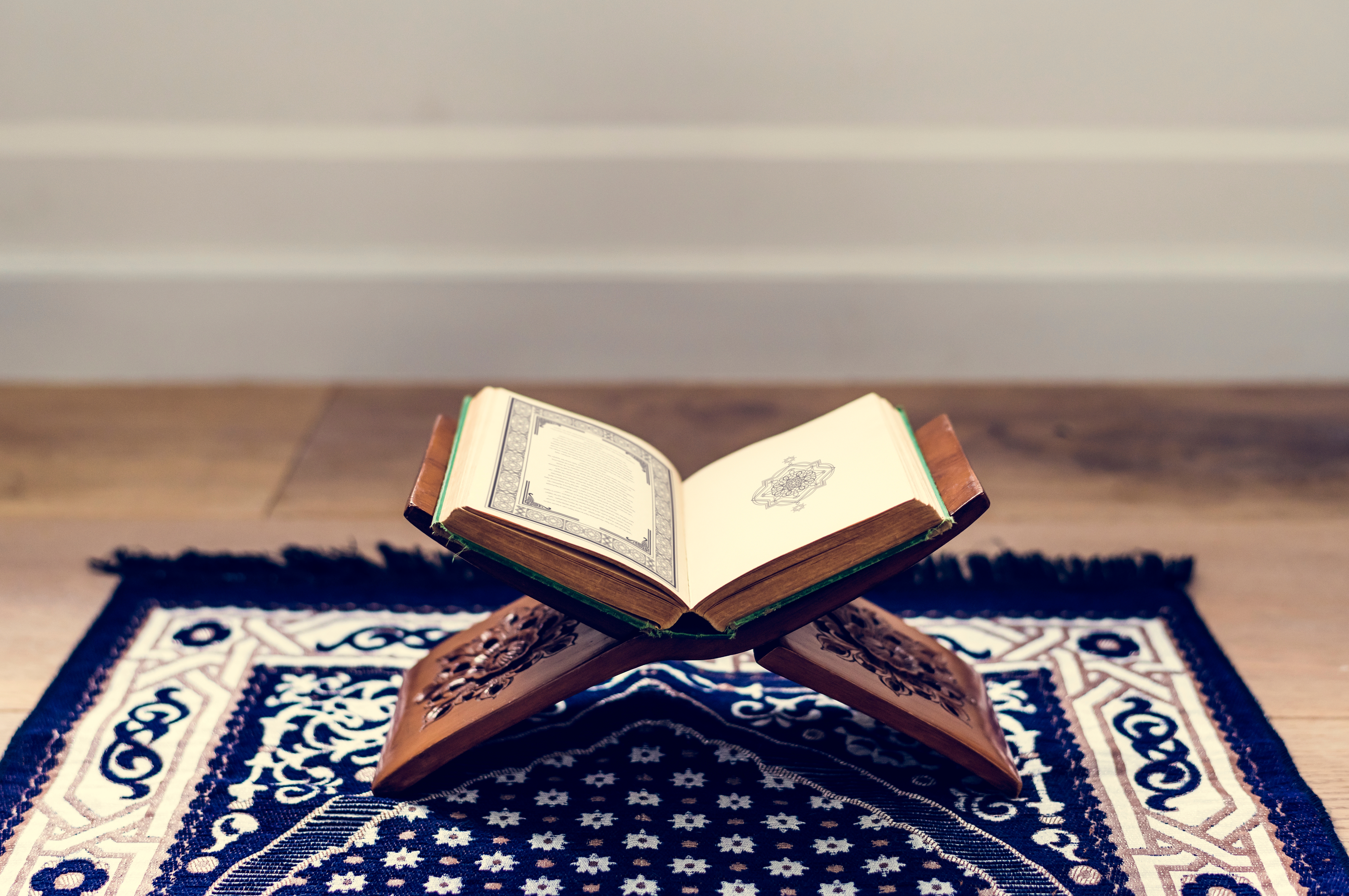 Copy of The Quran on book stand