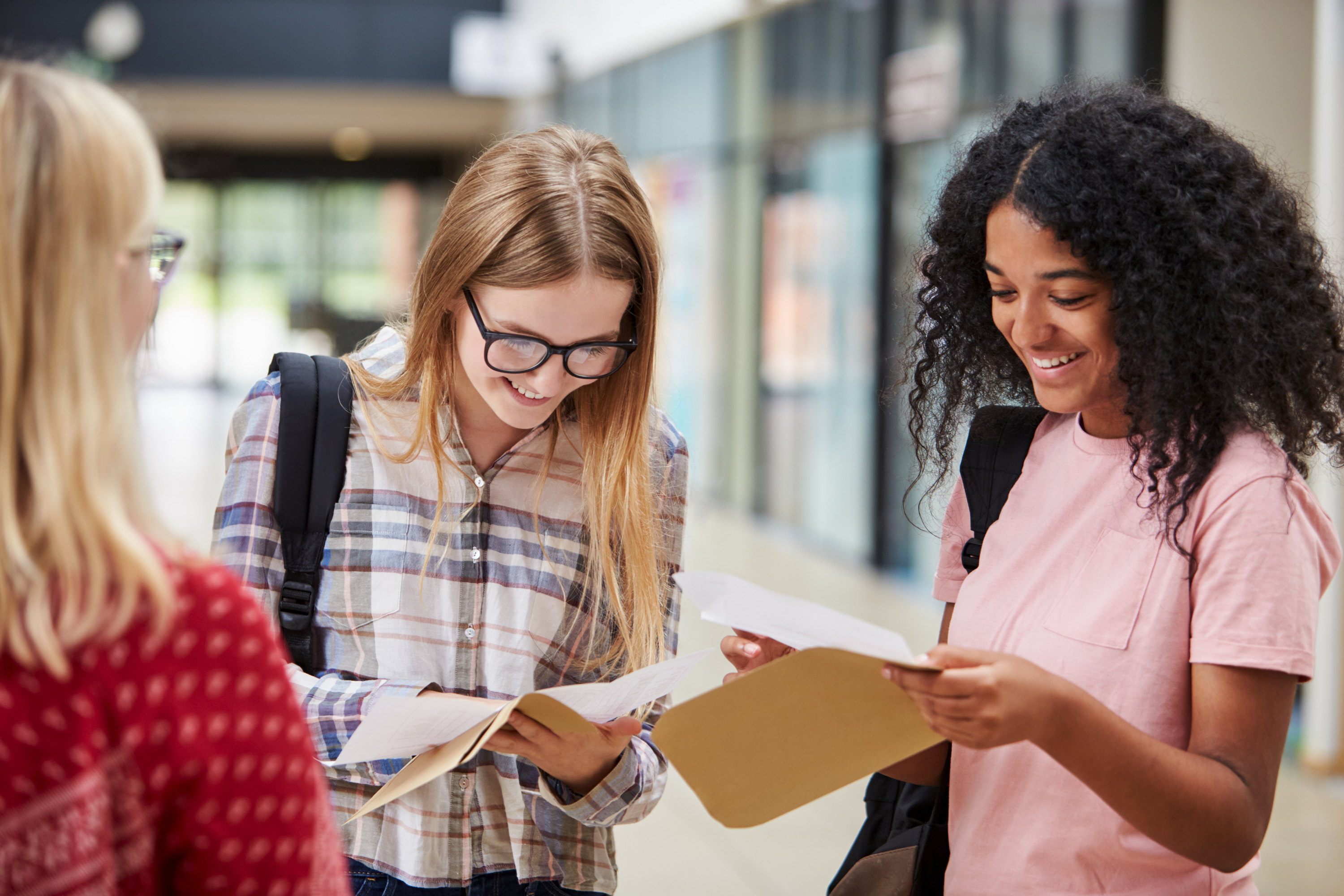 Students getting their exam results