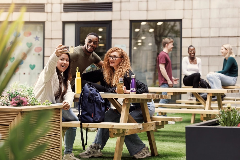 Students in the courtyard