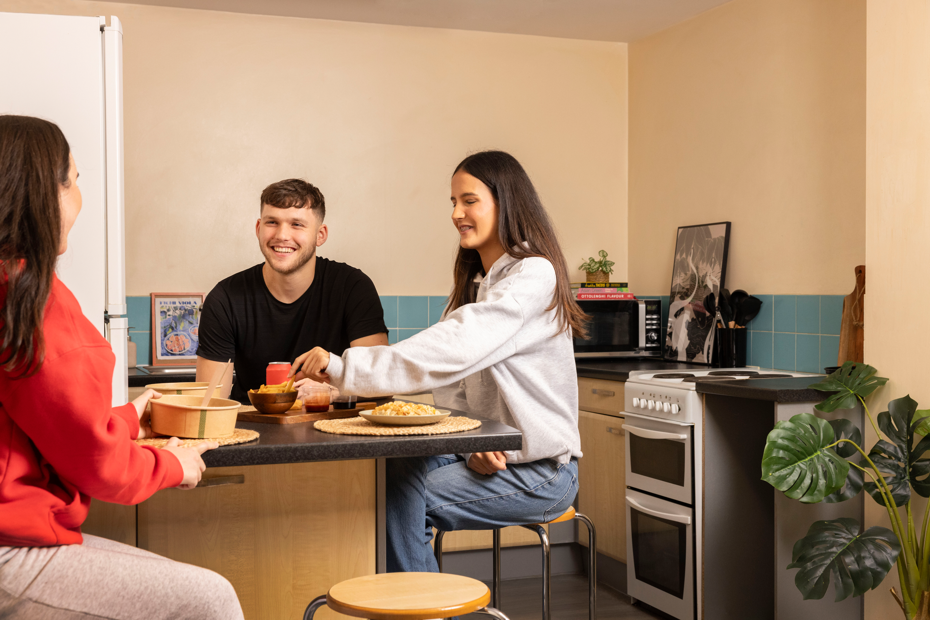 Students in shared kitchen 