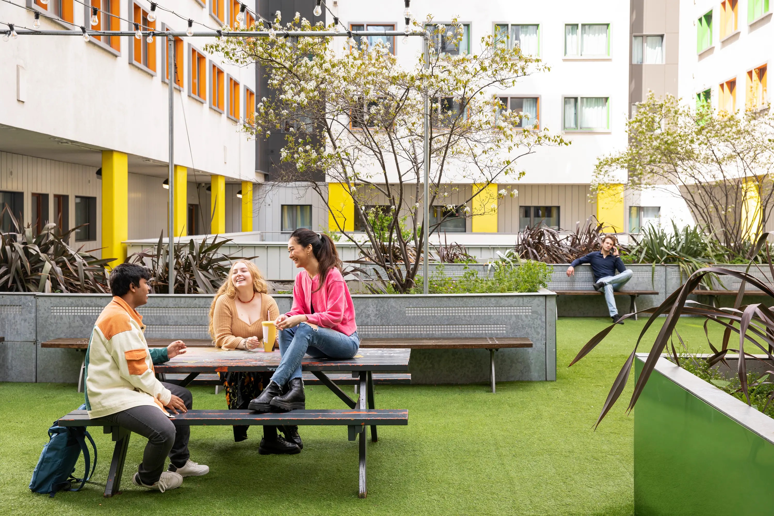 Students in the courtyard