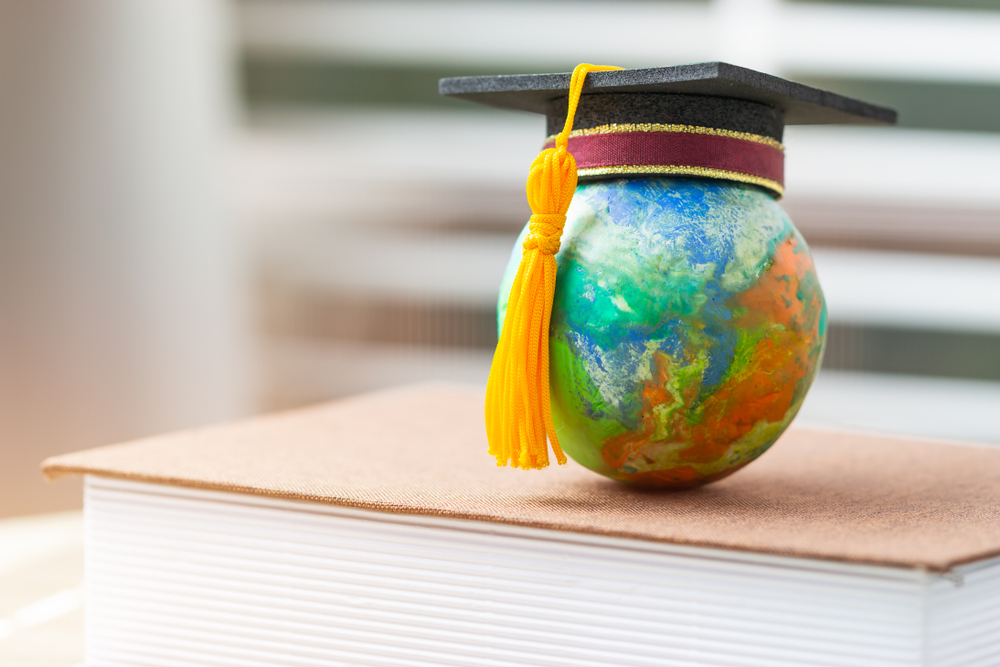 Globe with mortarboard