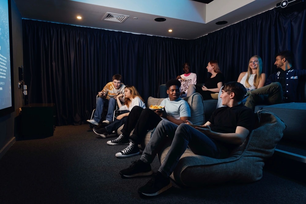 Students using the Cinema room