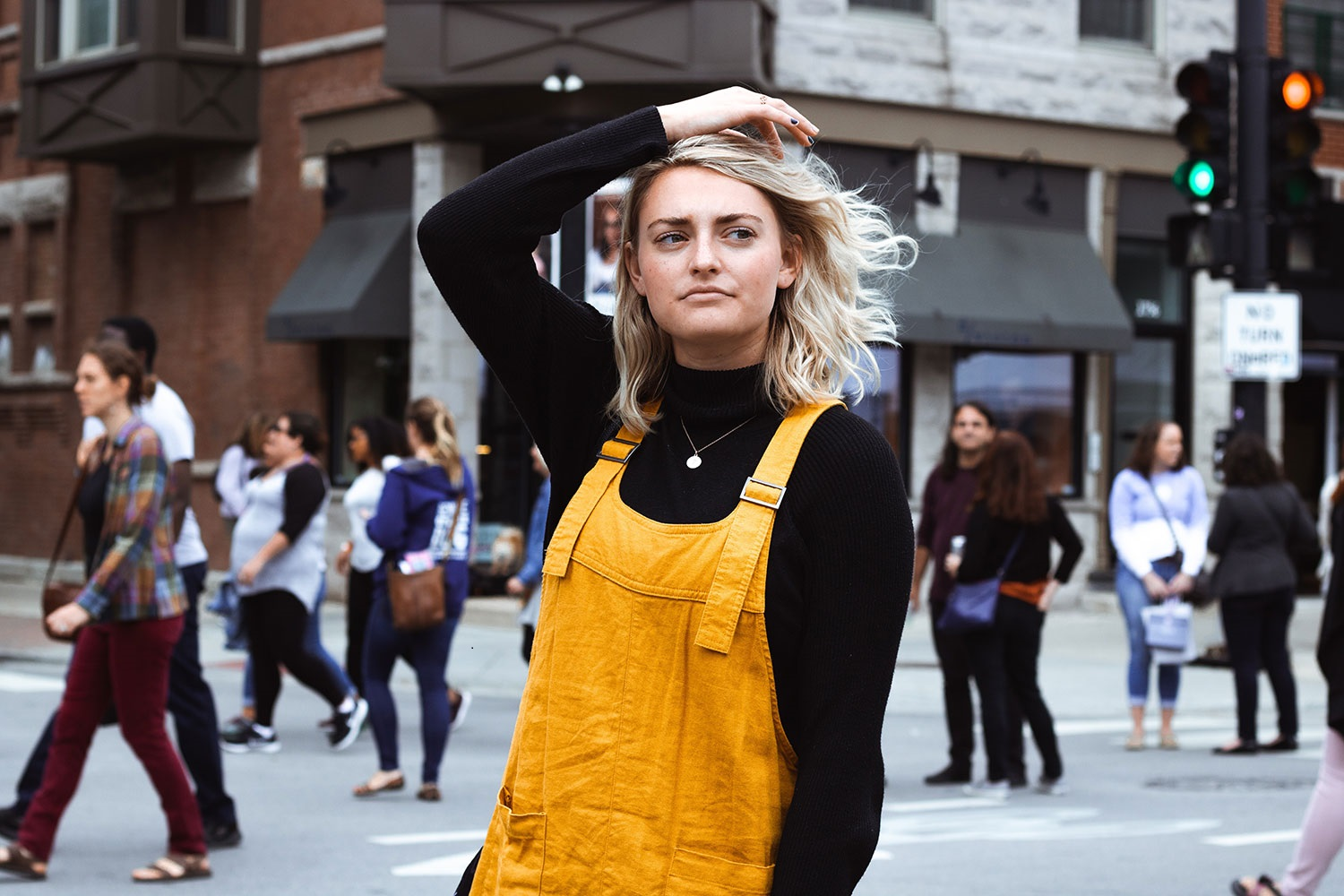 Woman in crowd