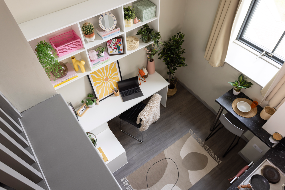 Mezzanine floor view of a Studio