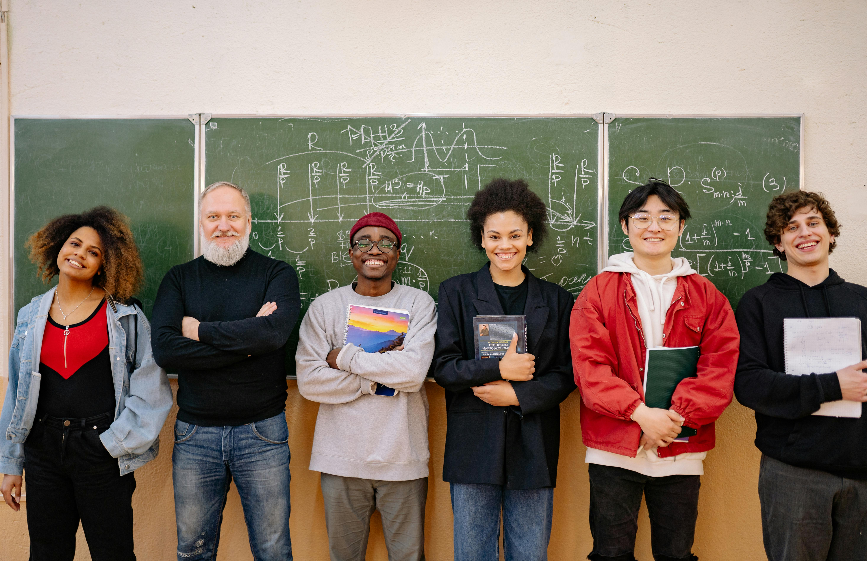 Students stood with lecturer in class