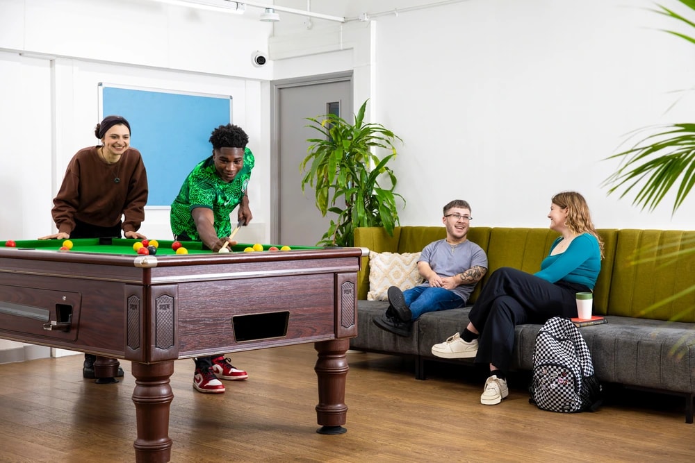 Students in games room at The Rackhay