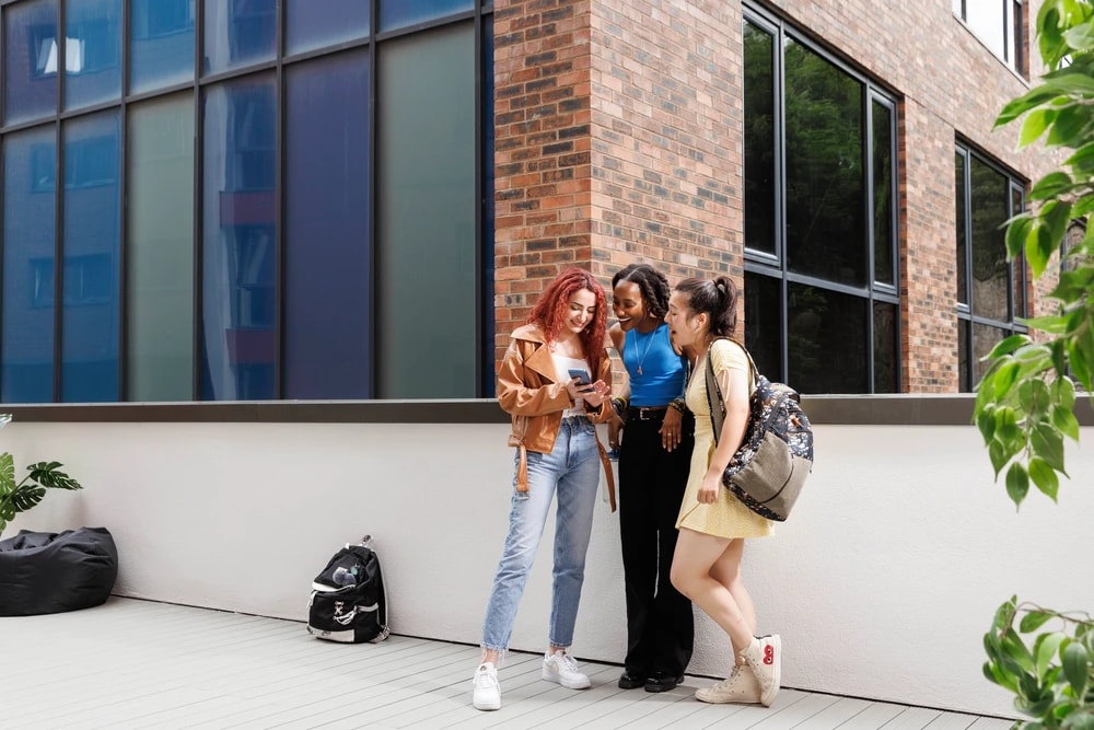 Students in the terrace area