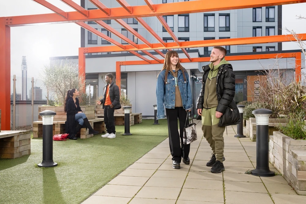 Students on rooftop at Staniforth House