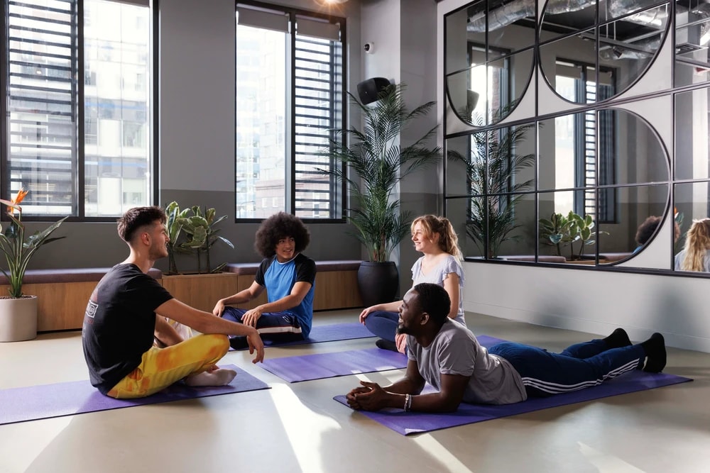 Students using the yoga room