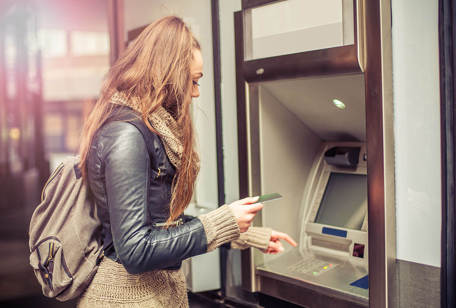 Woman at cashpoint