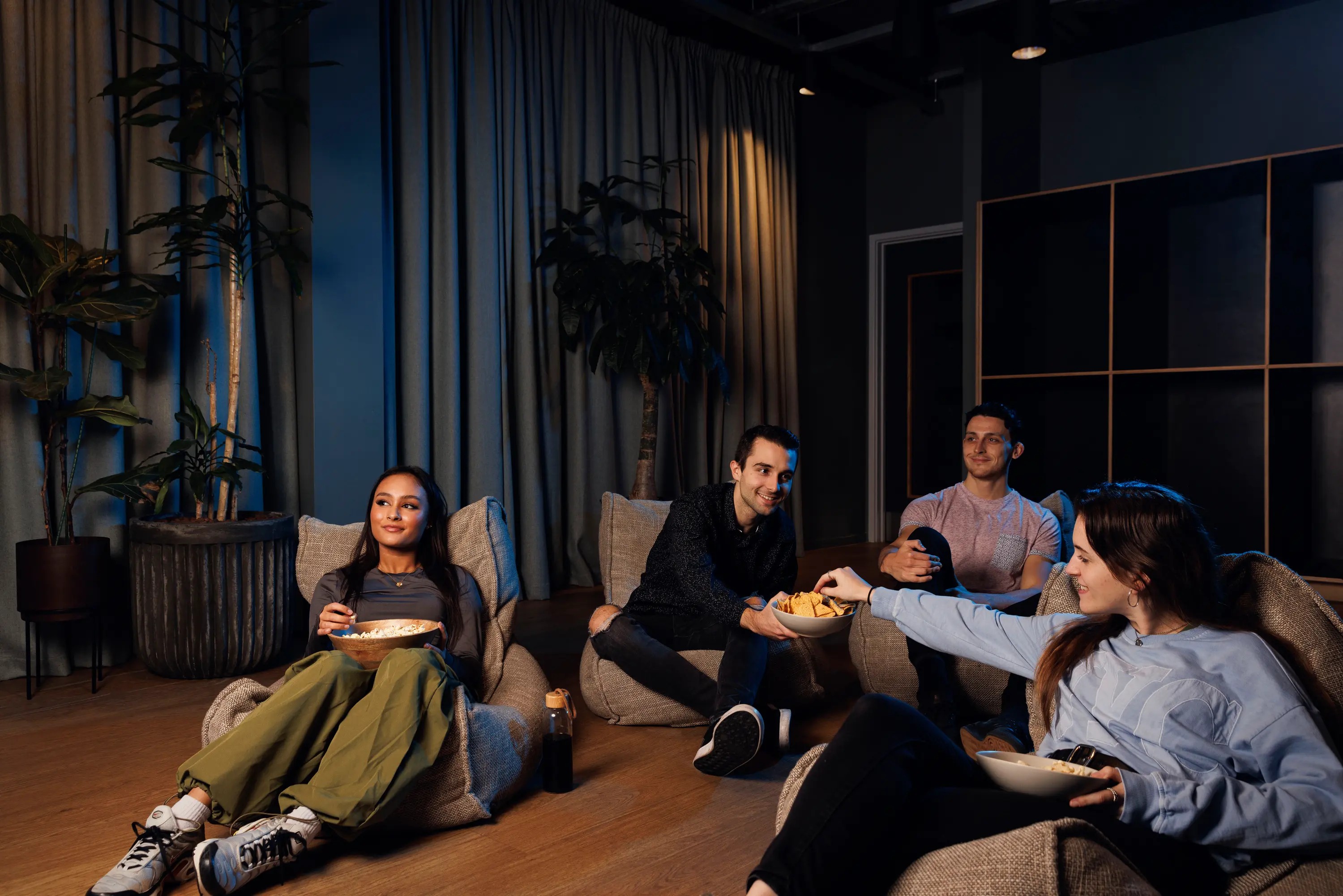 Students using the Cinema room