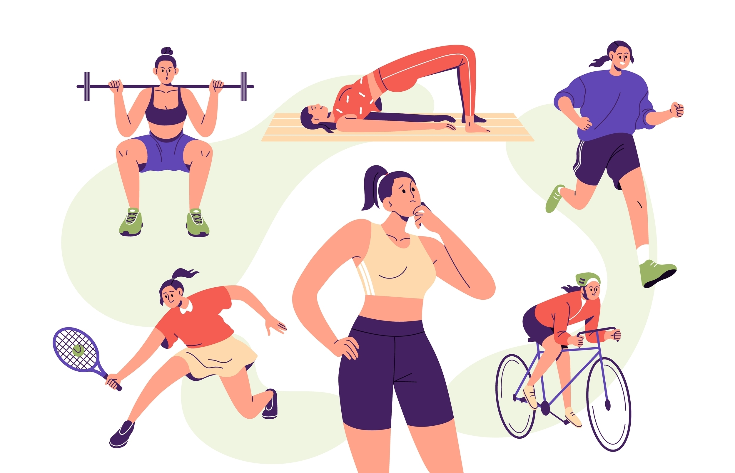 Graphic of woman playing various sports