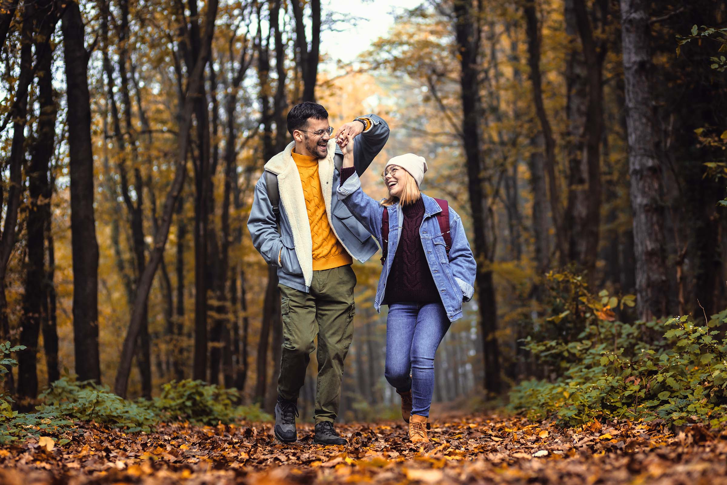 Couple walking in nature together