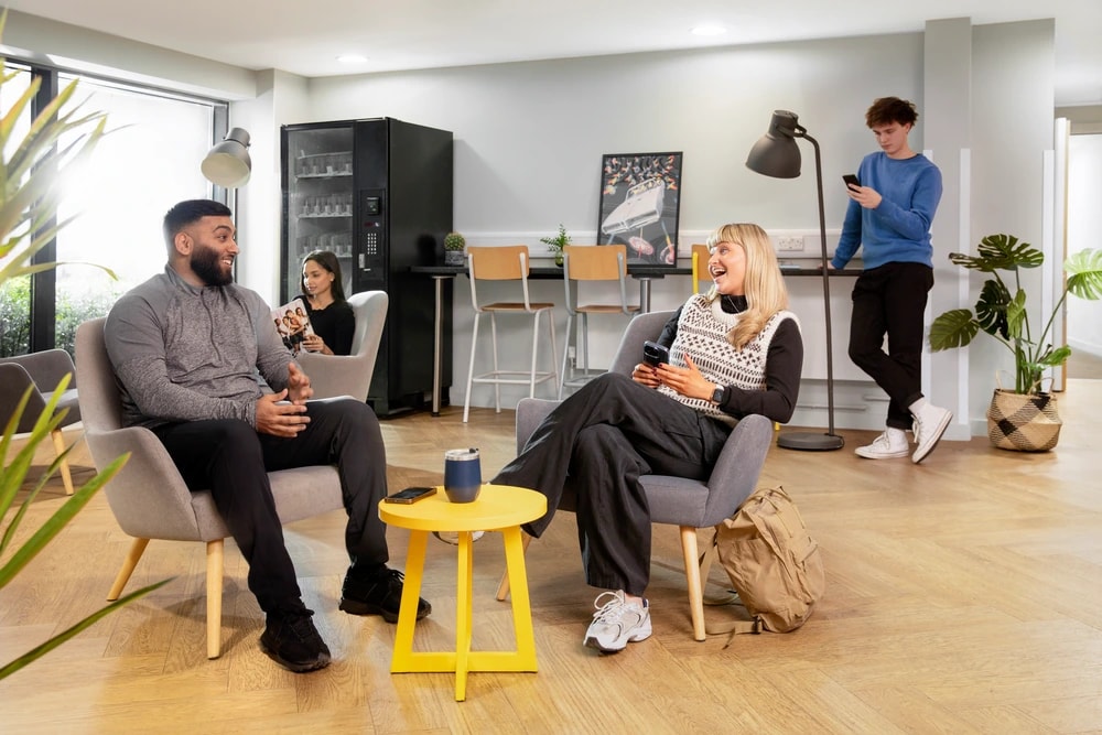 Students in common room at Mary Sturge