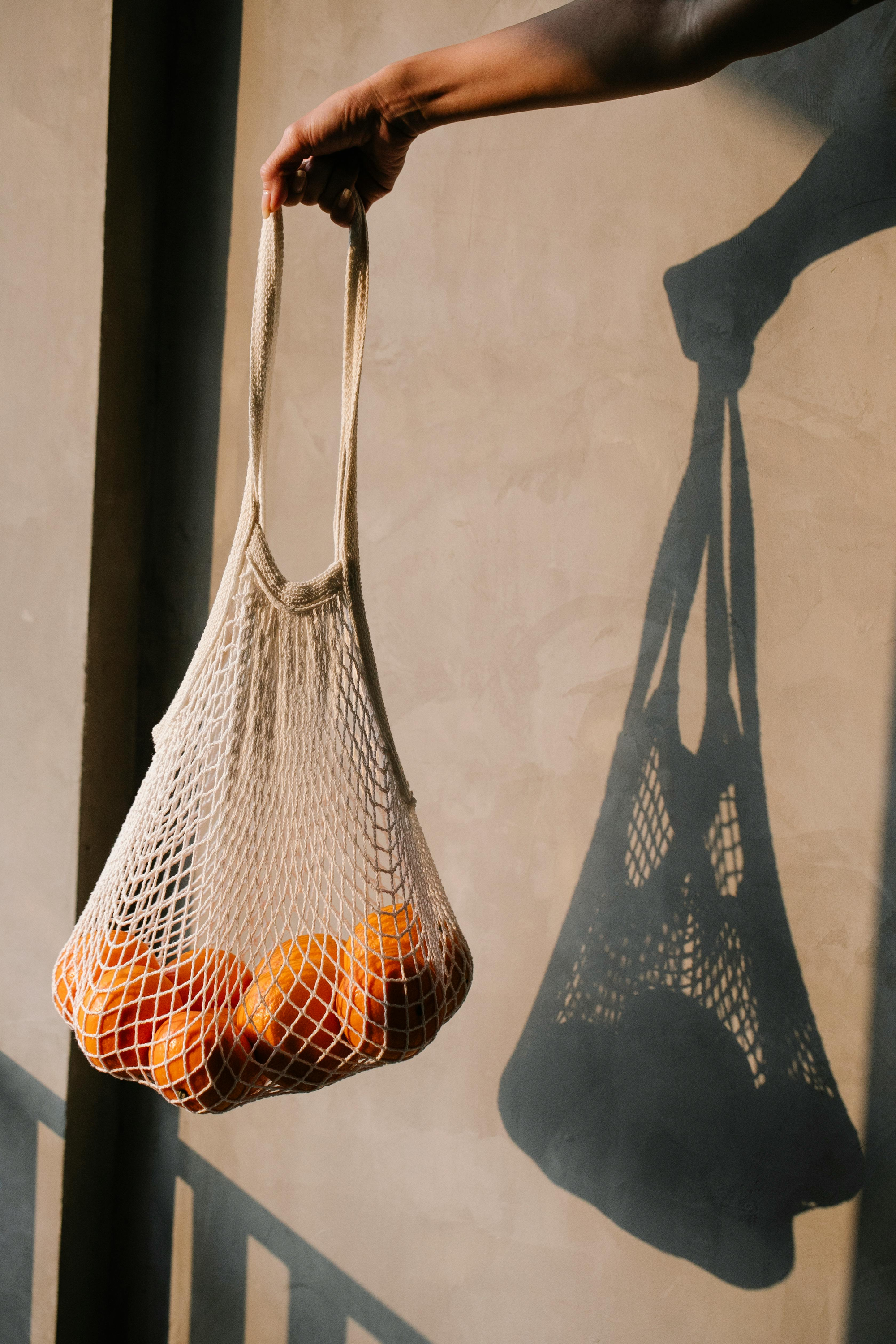 Fruit in reusable string bag