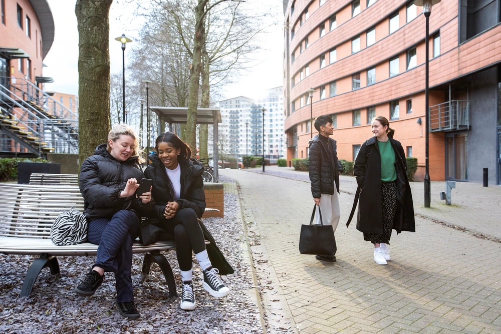 Students in courtyard at Lakeside