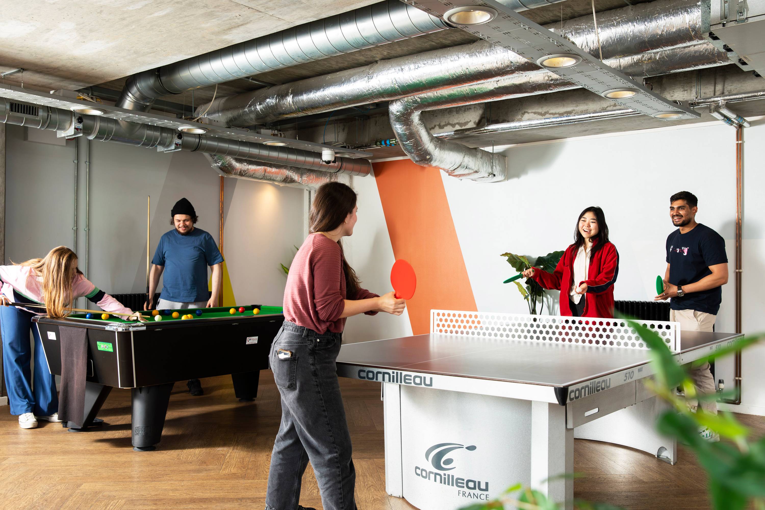 Students in the games room