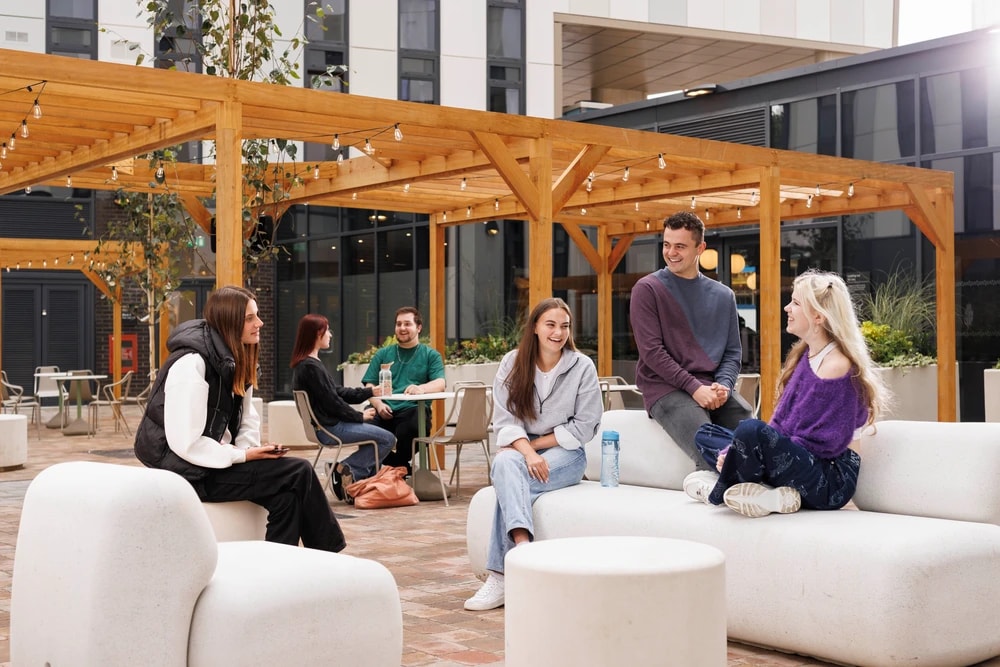 Students using the courtyard