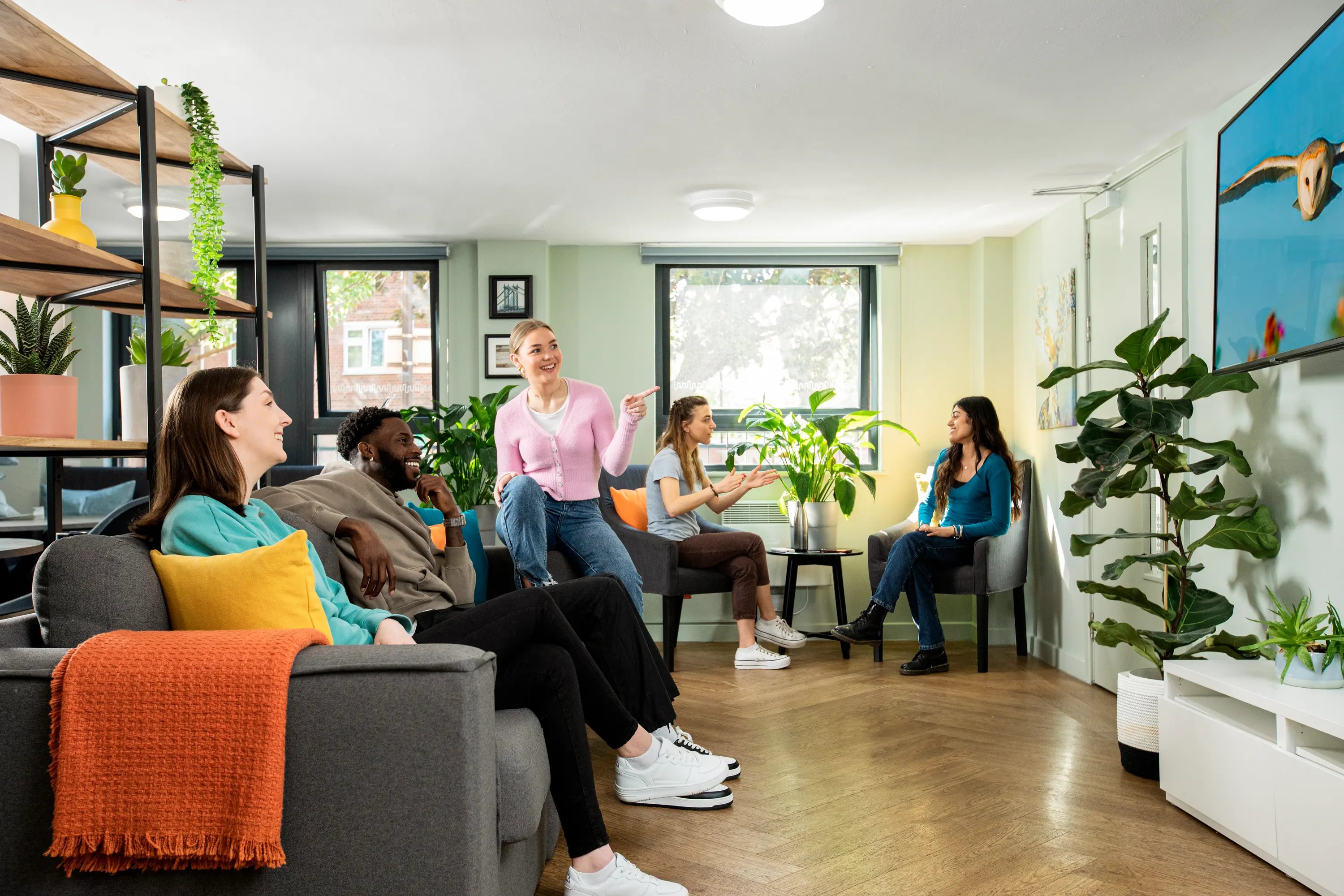 Students in common room at Rahere Court