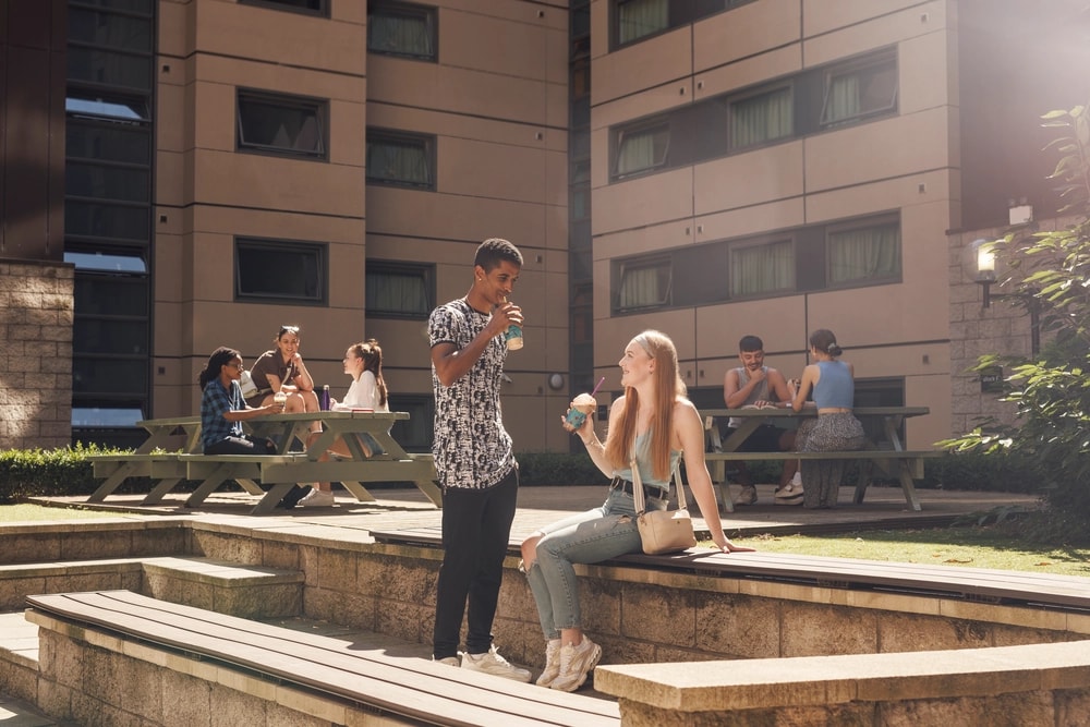 Students in the courtyard