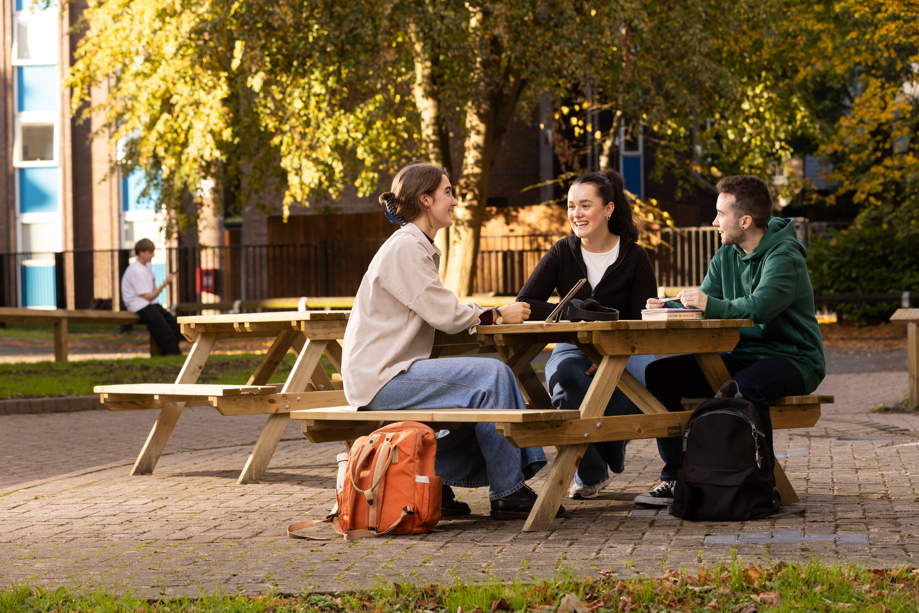 Students in courtyard at Cedar House