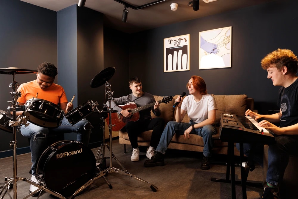 Students using the music room