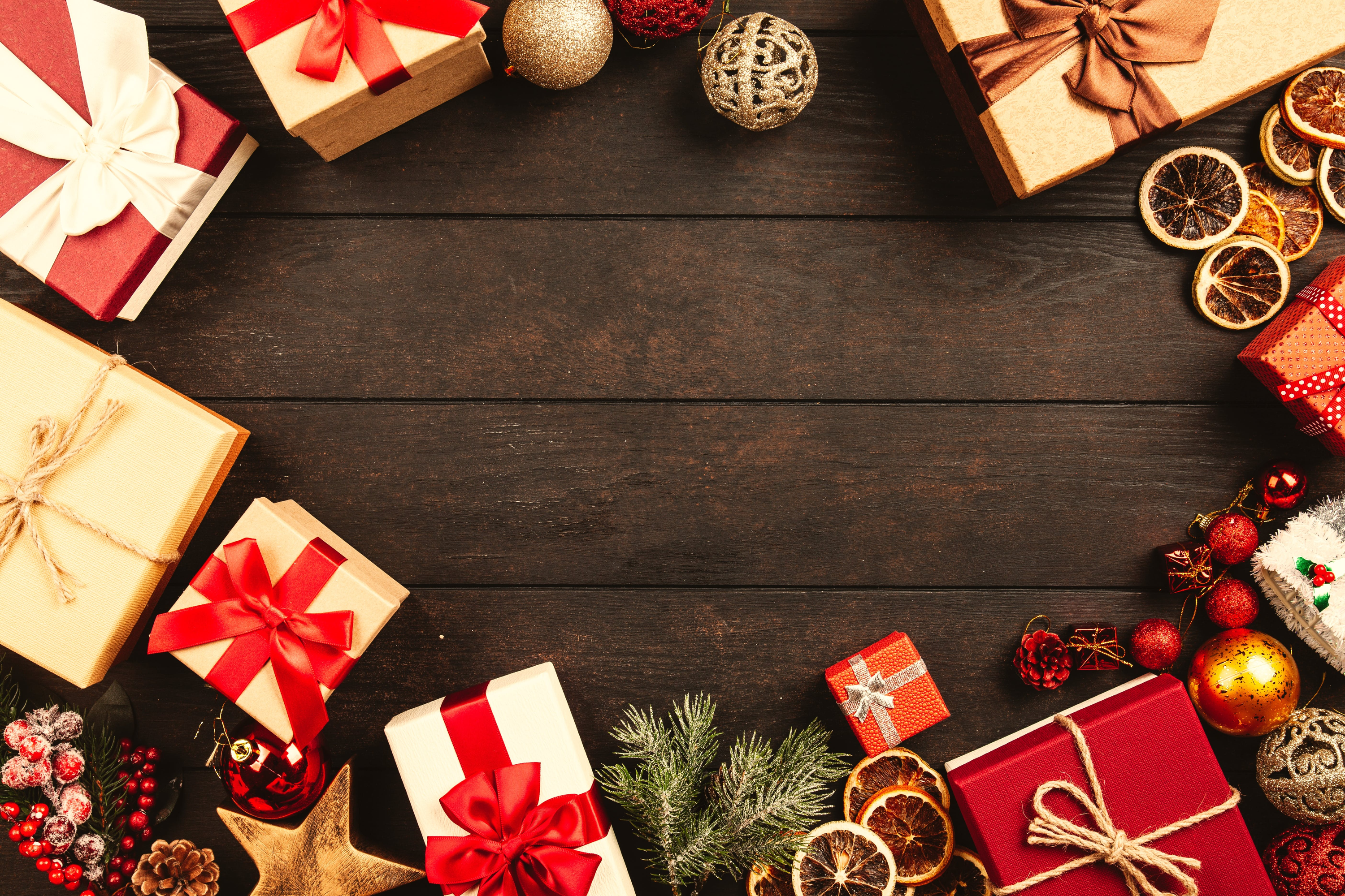 Christmas presents on table