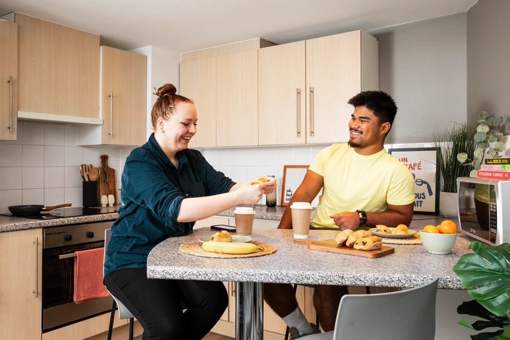 Students in shared kitchen