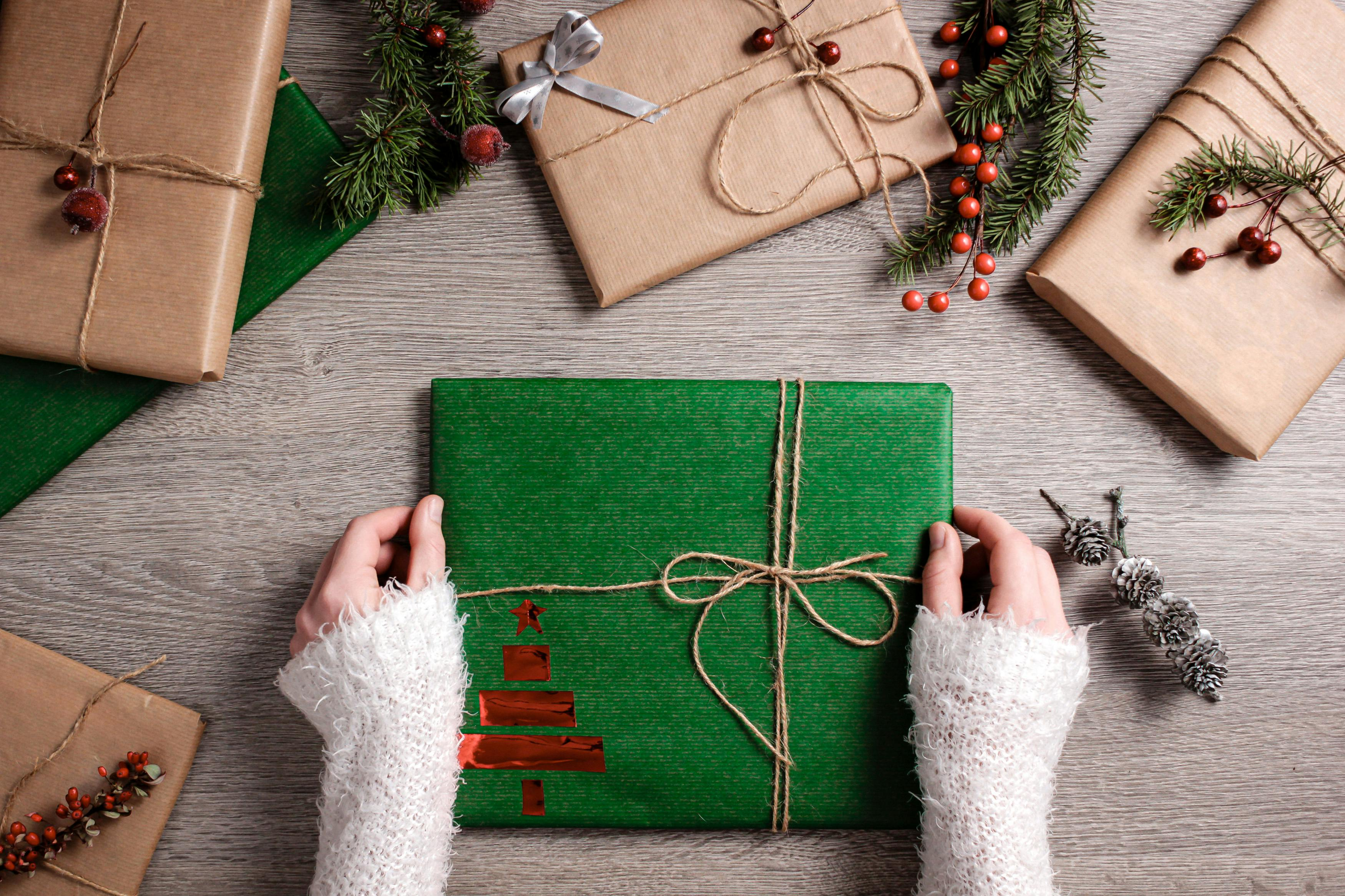 Christmas gifts being wrapped