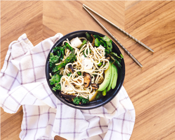 Vegetable ramen in a bowl