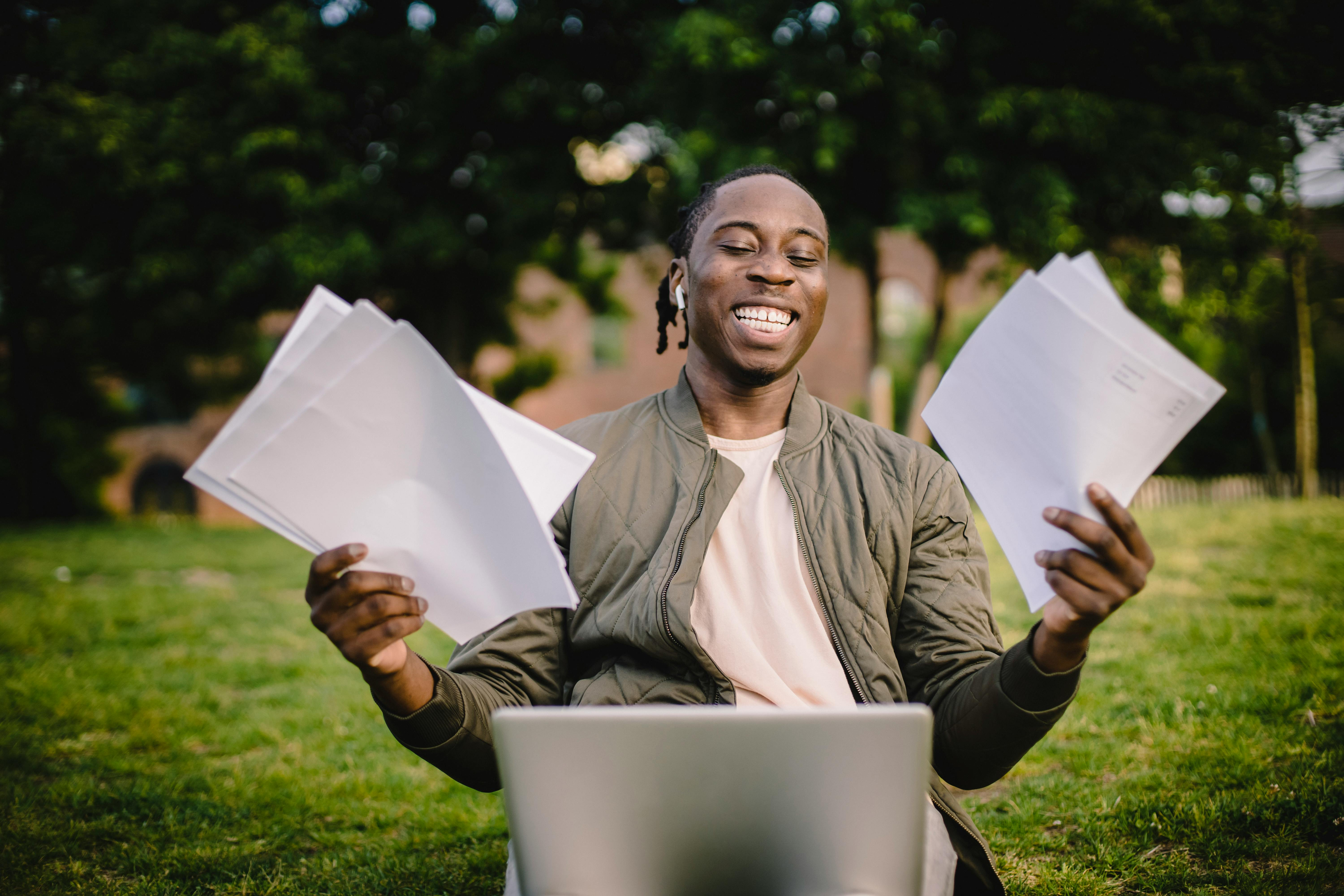 Student looking happy with exam results