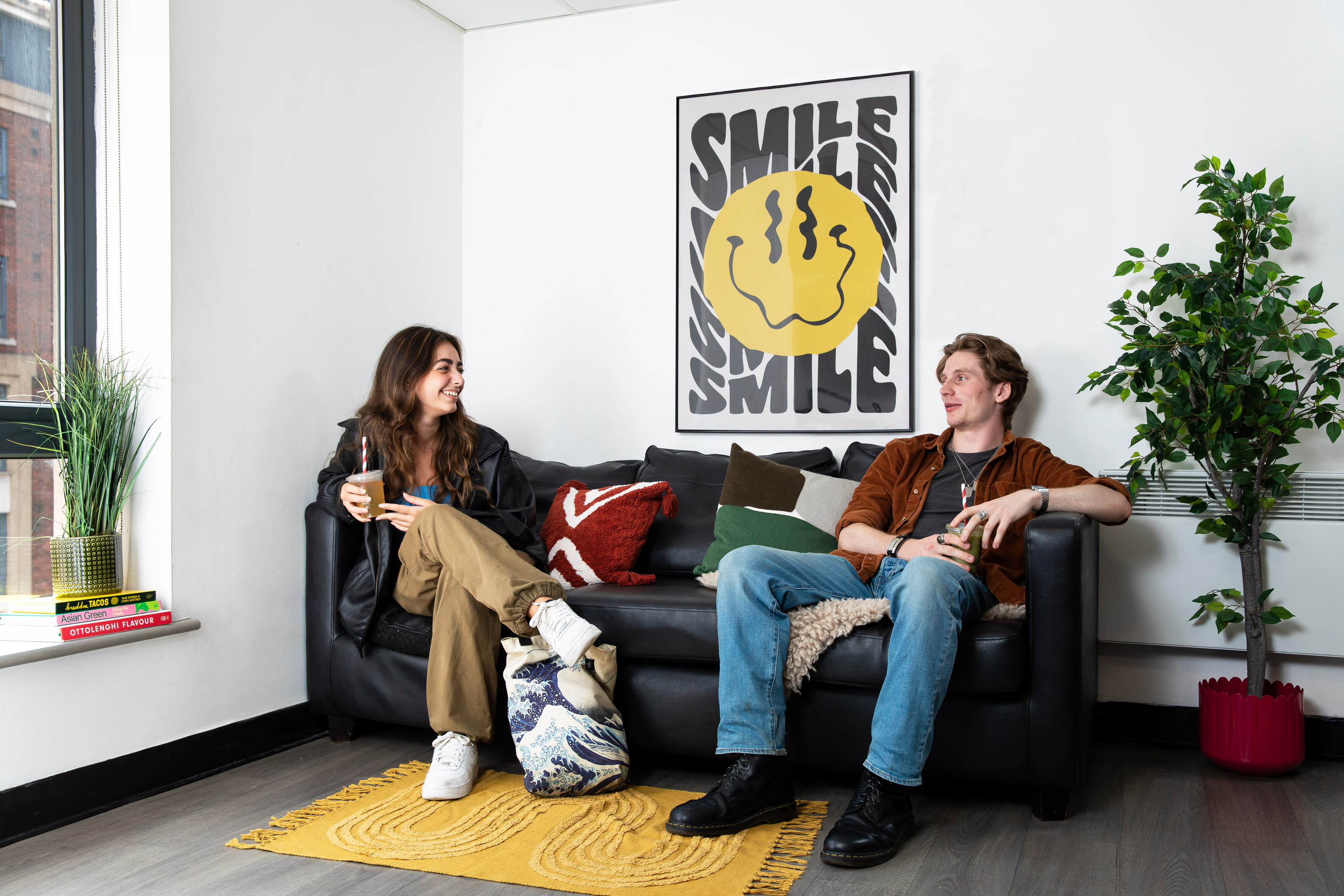 Students in the shared kitchen