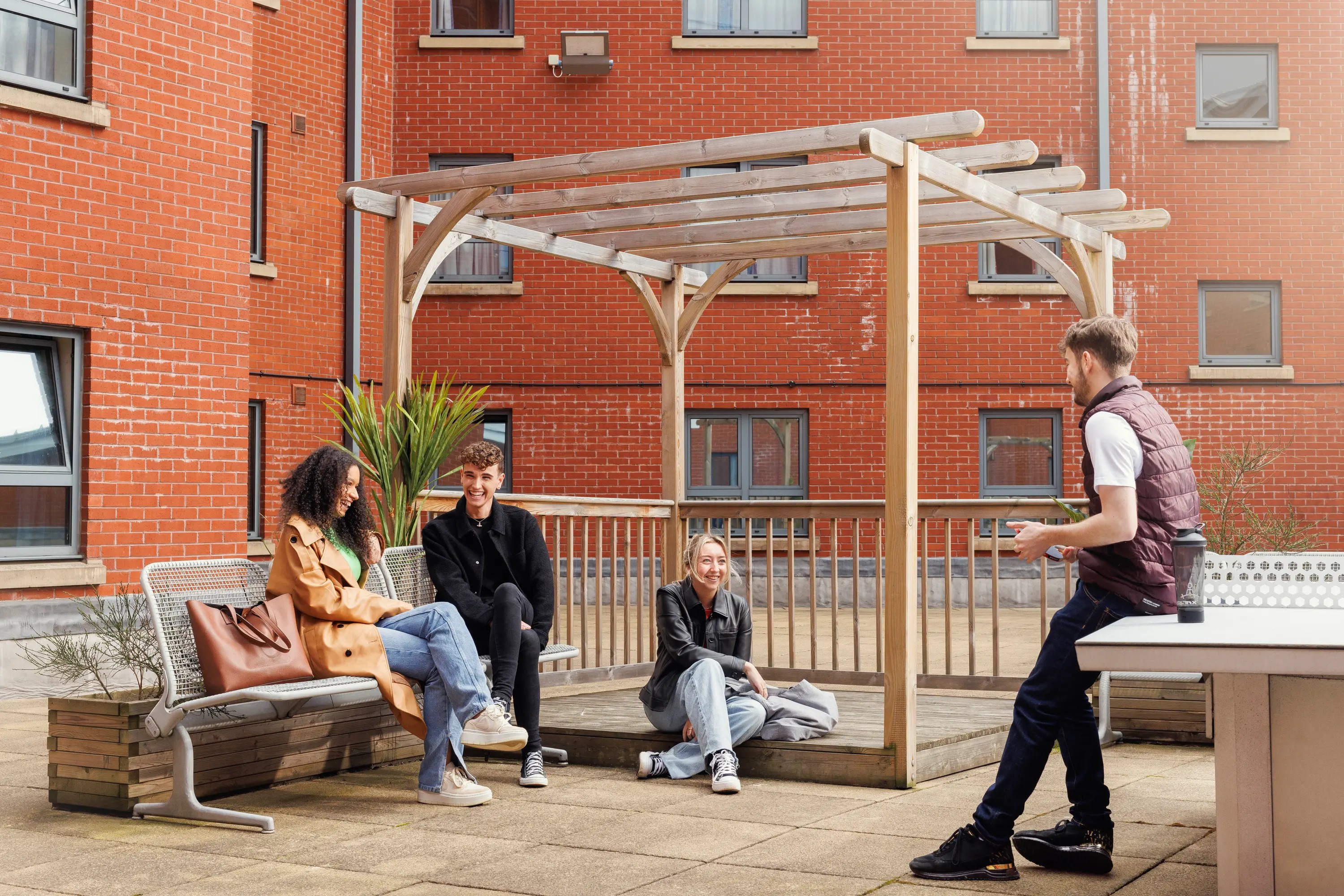 Students in the courtyard