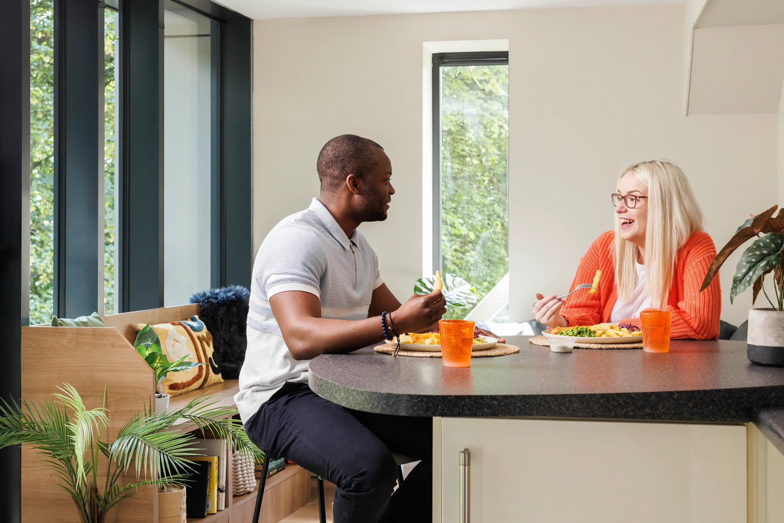 Students in a shared kitchen