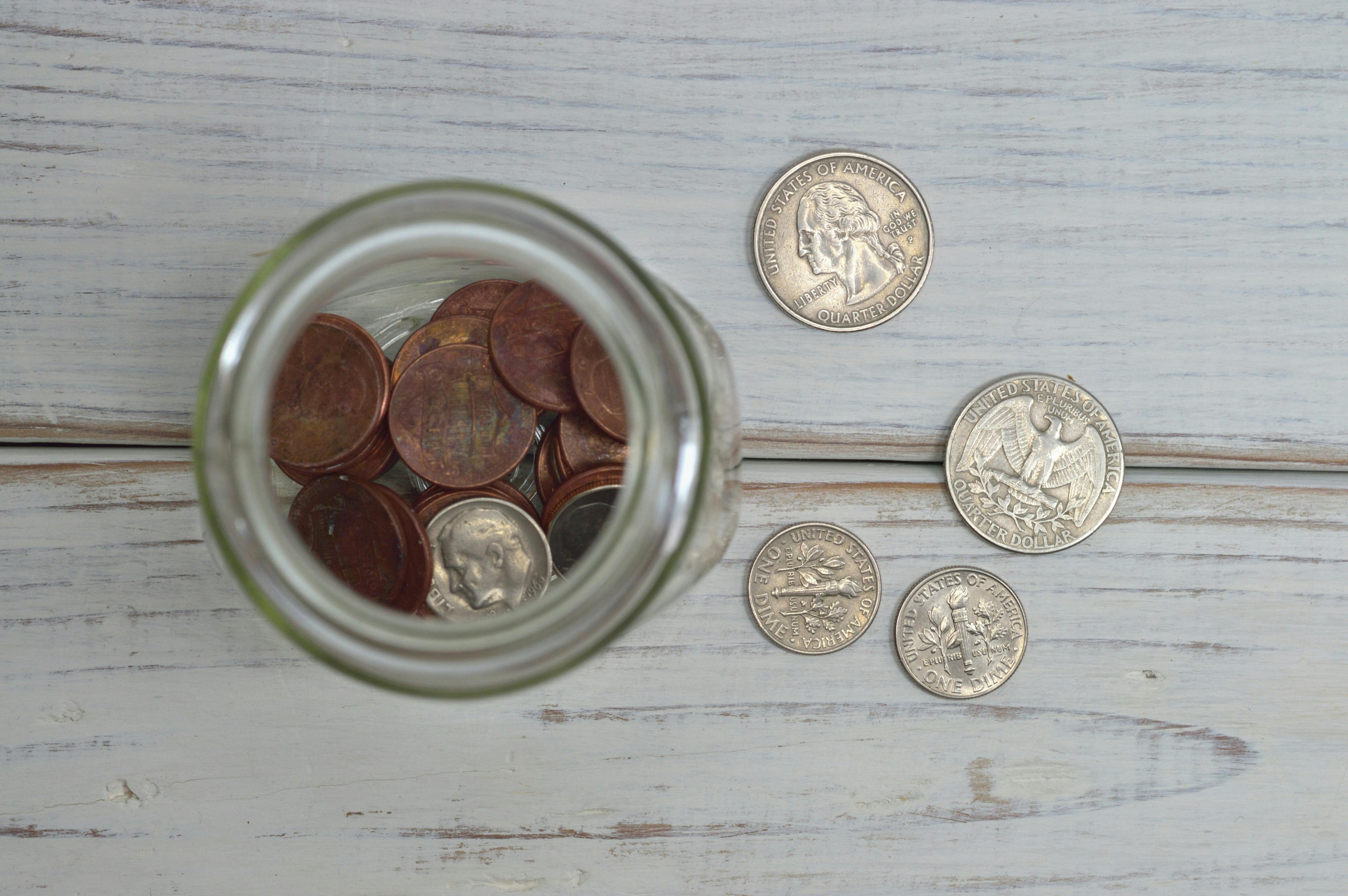 Photo of coins in a jar