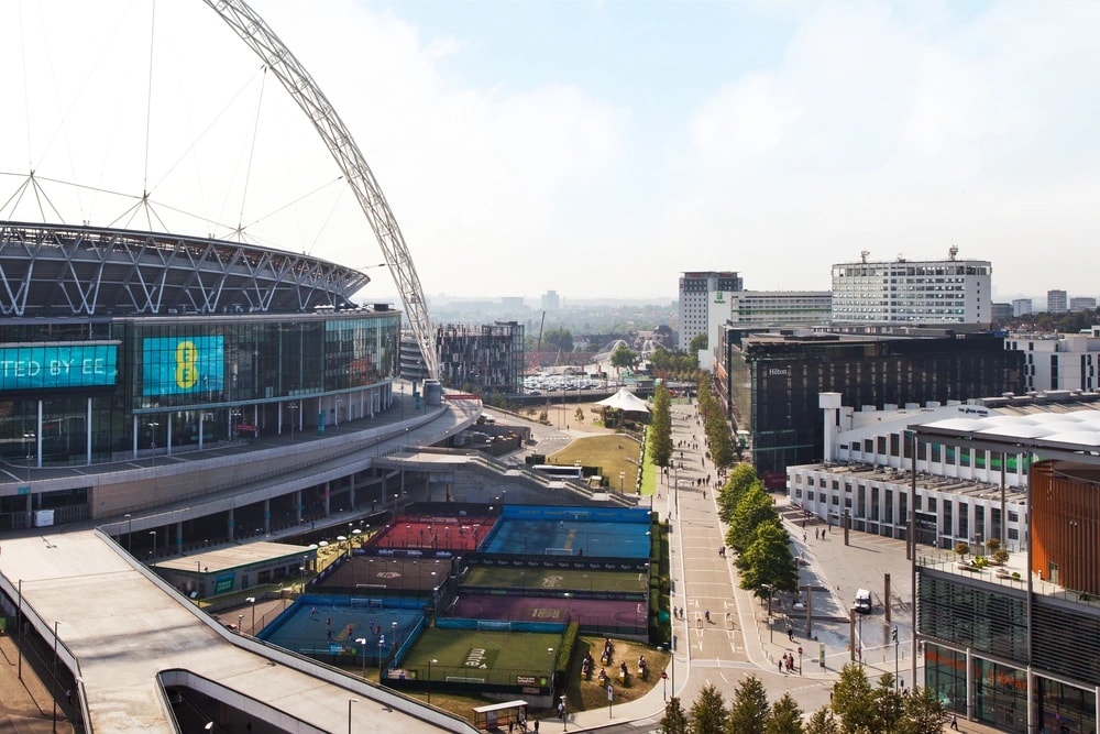 View of Wembley Stadium from Olympic Way