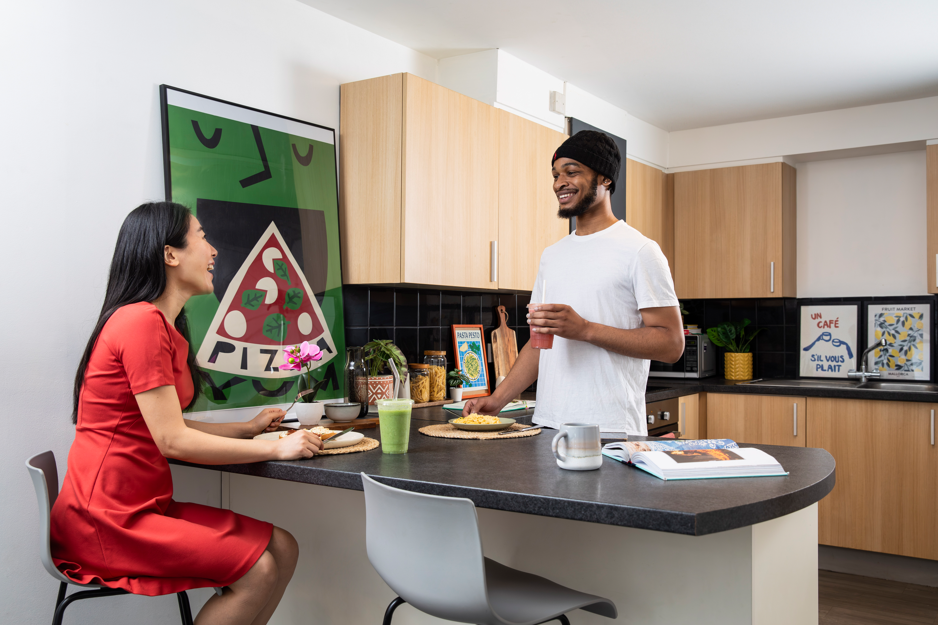 Students in shared kitchen