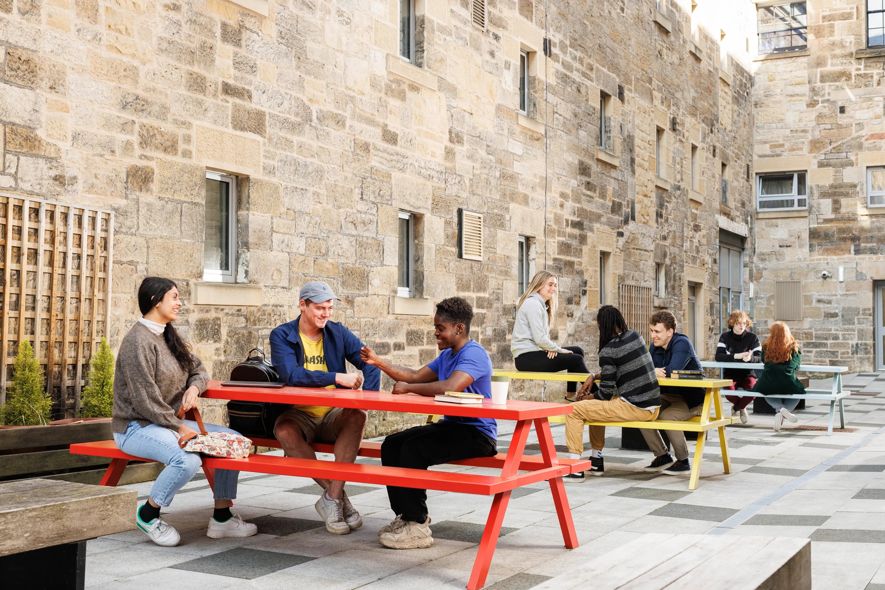 Students in the courtyard